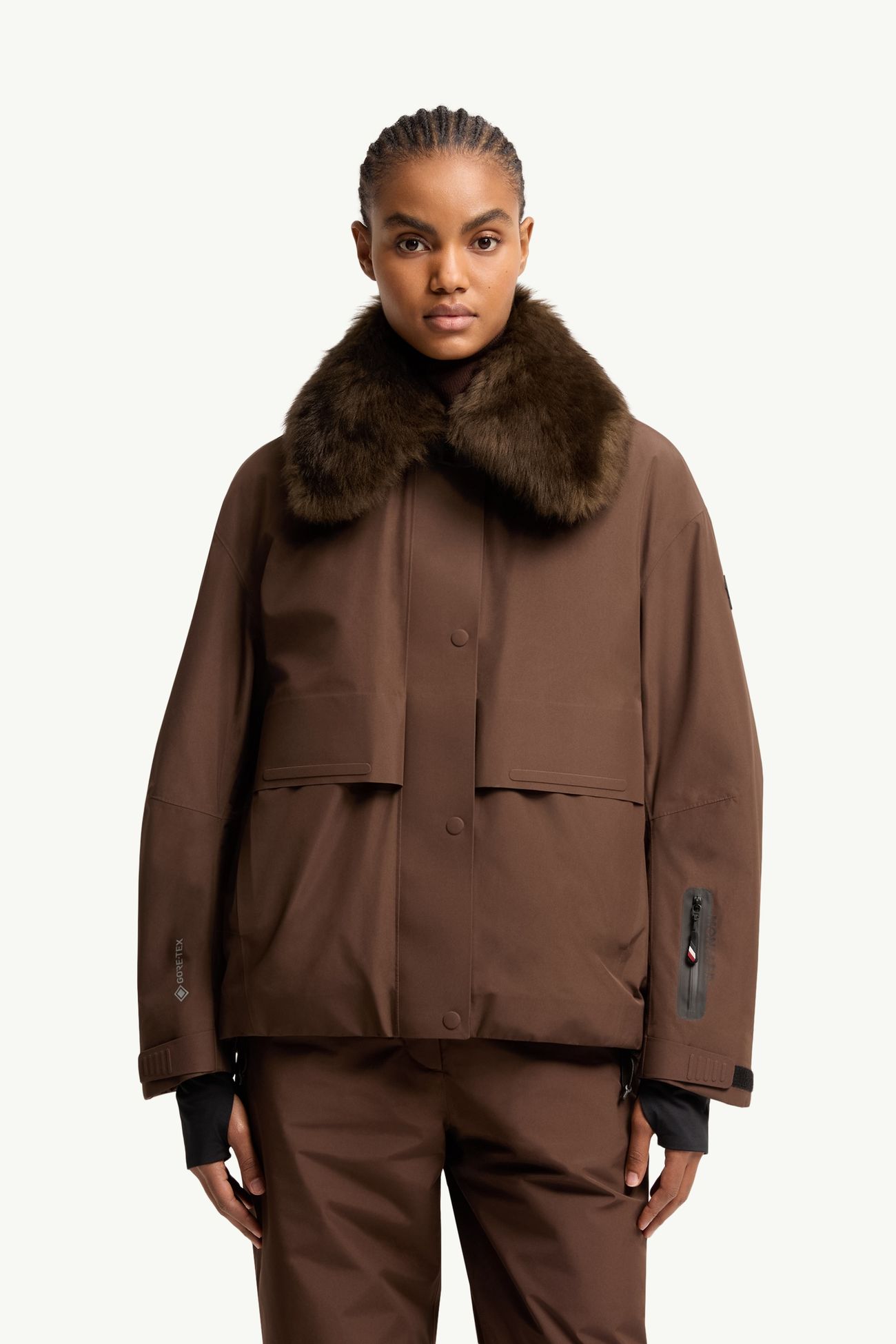 Caurel GORE-TEX®羔羊毛飾邊保暖滑雪外套 女士 啡色 Moncler 3