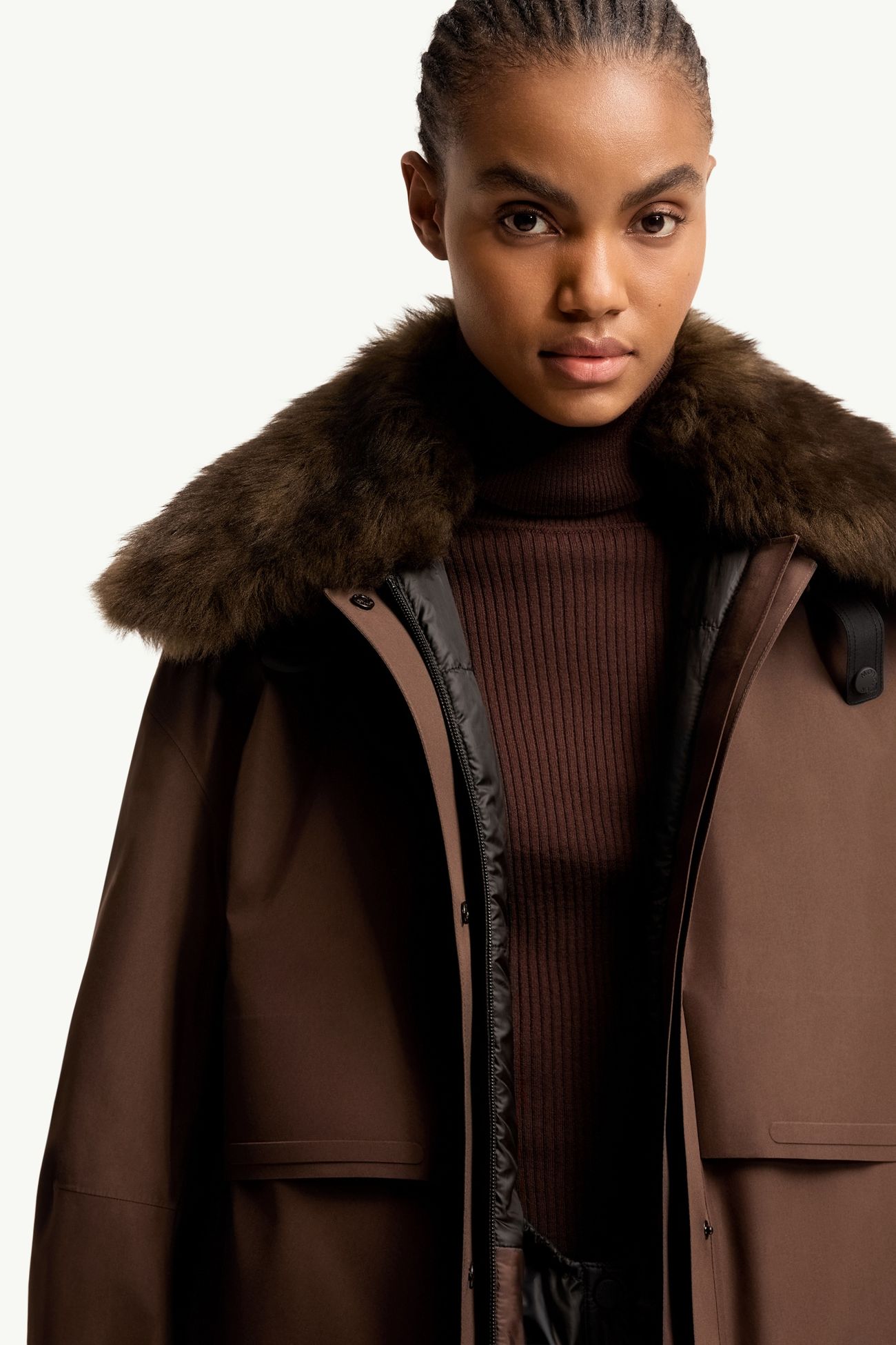 Caurel女士羊毛皮饰边保暖夹克外套 女士 棕色 Moncler 5