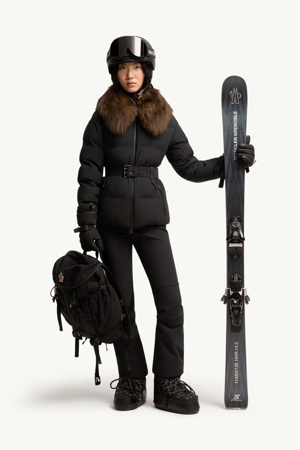 Veste de ski isolante Sioule à bordures en shearling Femmes Noir Moncler 0