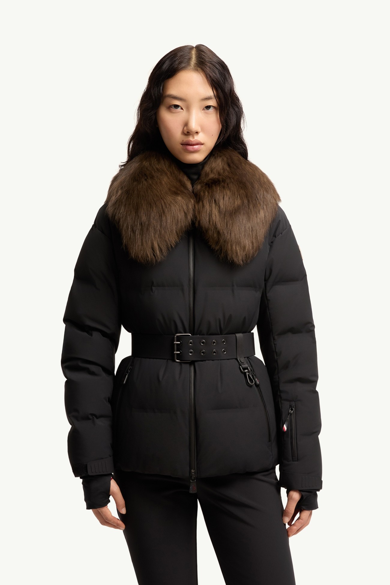 Sioule羔羊毛飾邊保暖滑雪外套 女士 黑色 Moncler 3