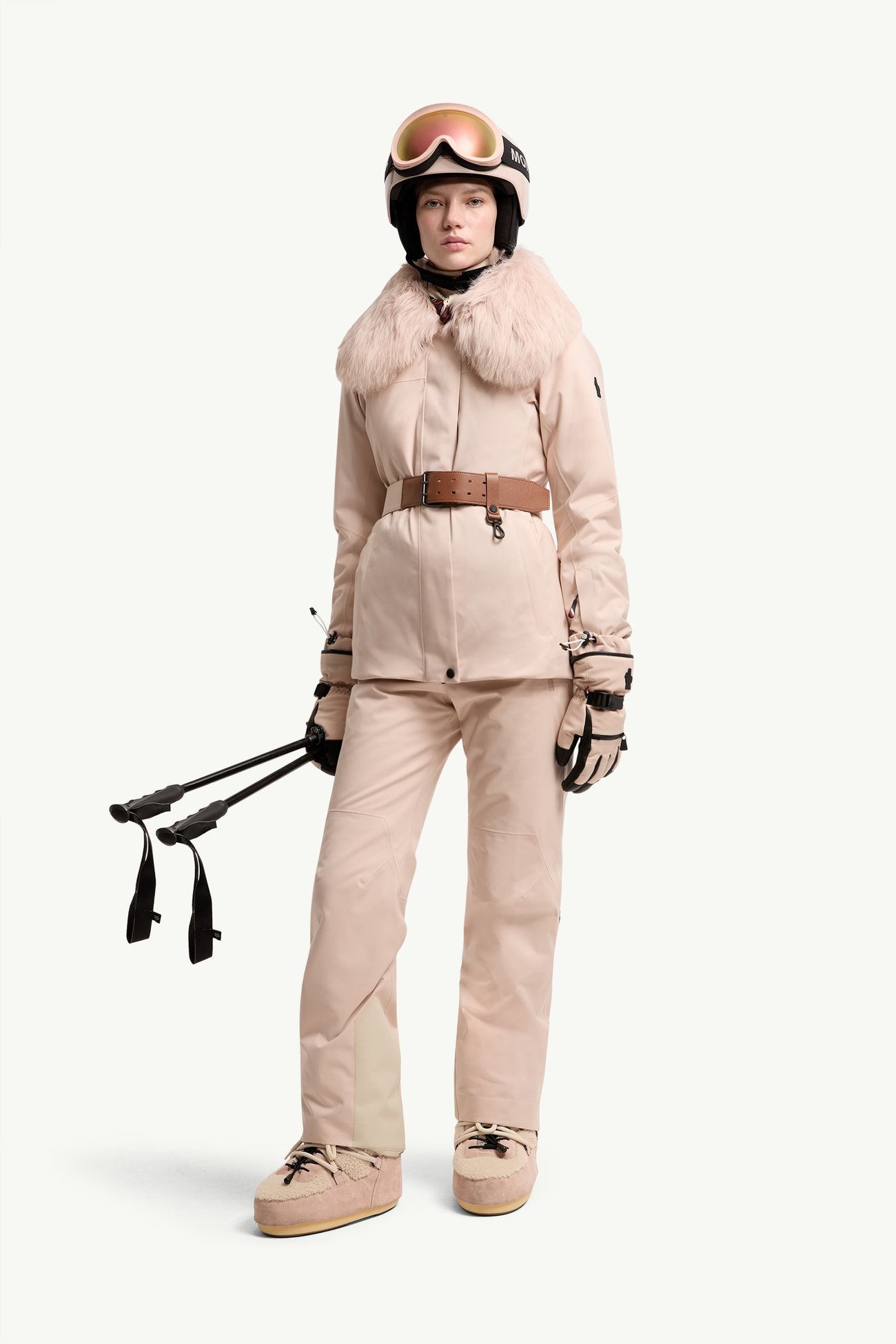 Vizelles Shearling-Trimmed Ski Jacket Women Pink Moncler 0