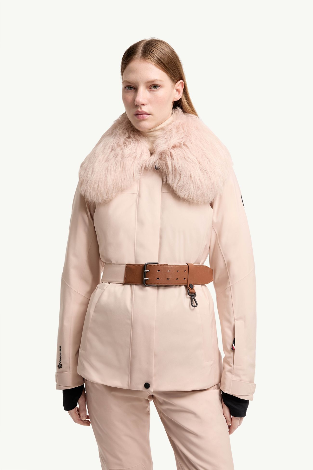 Vizelles羔羊毛飾邊滑雪外套 女士 粉紅色 Moncler 3