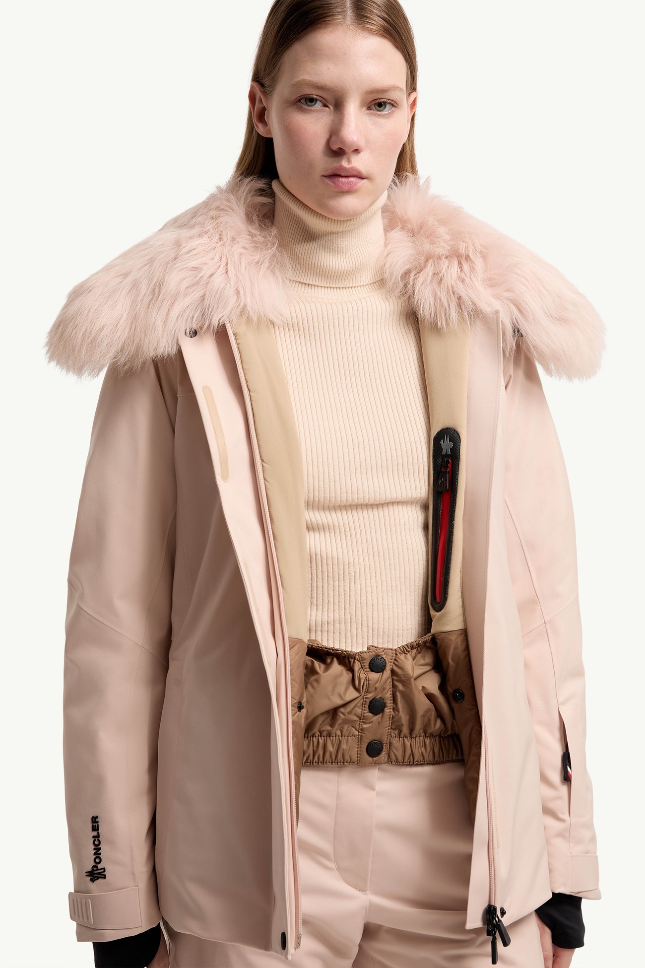 Vizelles羔羊毛飾邊滑雪外套 女士 粉紅色 Moncler 5