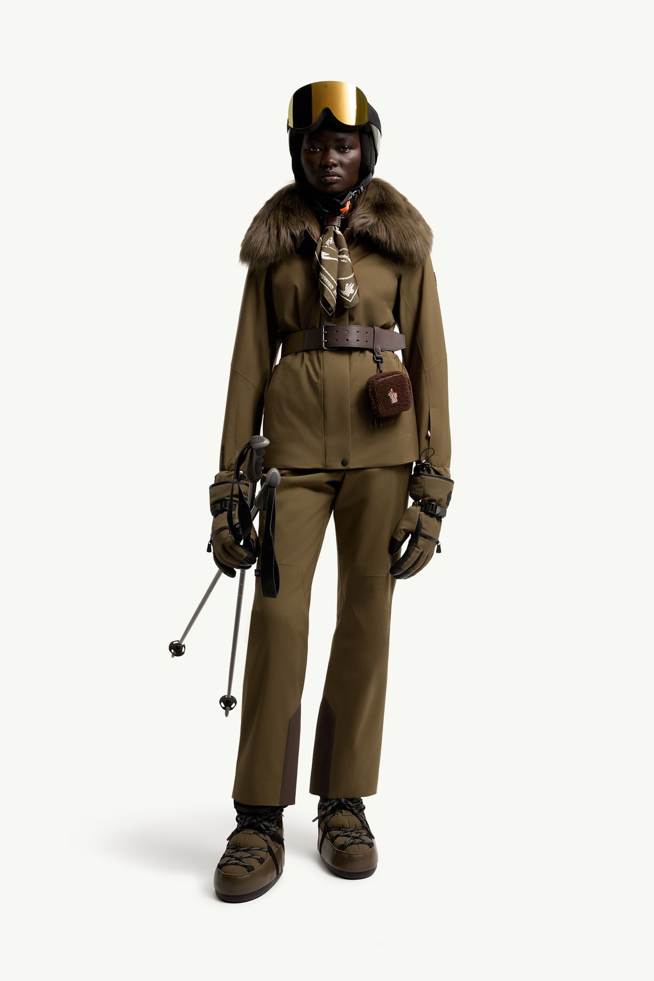 Vizelles Shearling-Trimmed Ski Jacket Women Olive Green Moncler 0