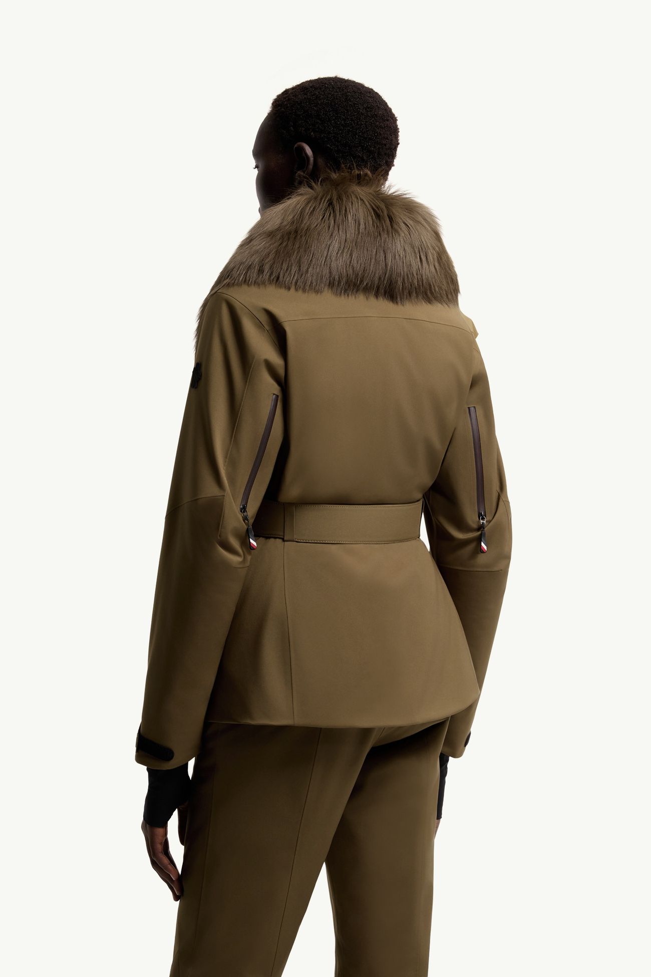 Chaqueta de esquí con ribete de lana de oveja Vizelles Mujer Verde Oliva Moncler 4