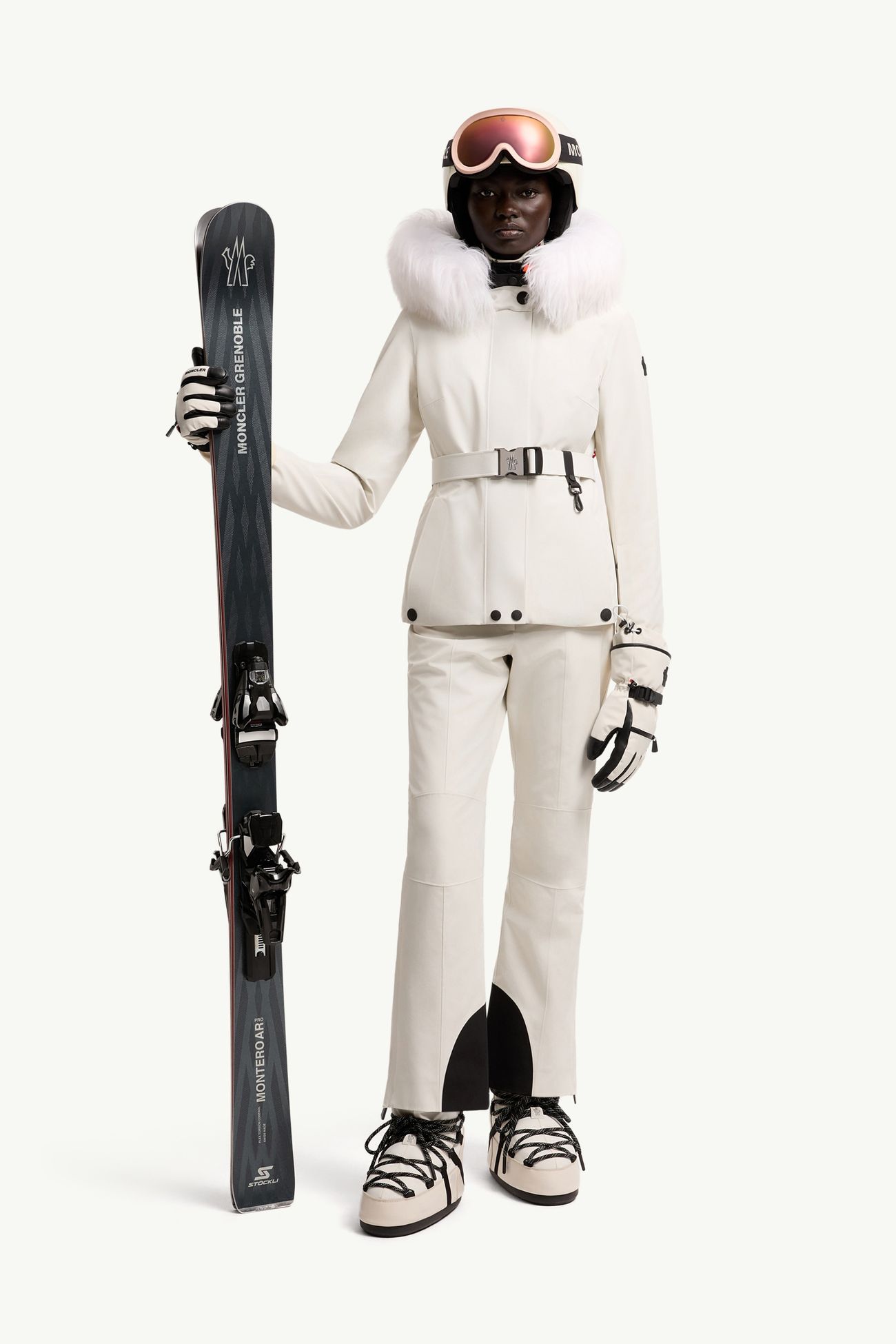 Giacca da sci Laplance in GORE-TEX® con cappuccio e orlo in shearling Donna Bianco Moncler 0