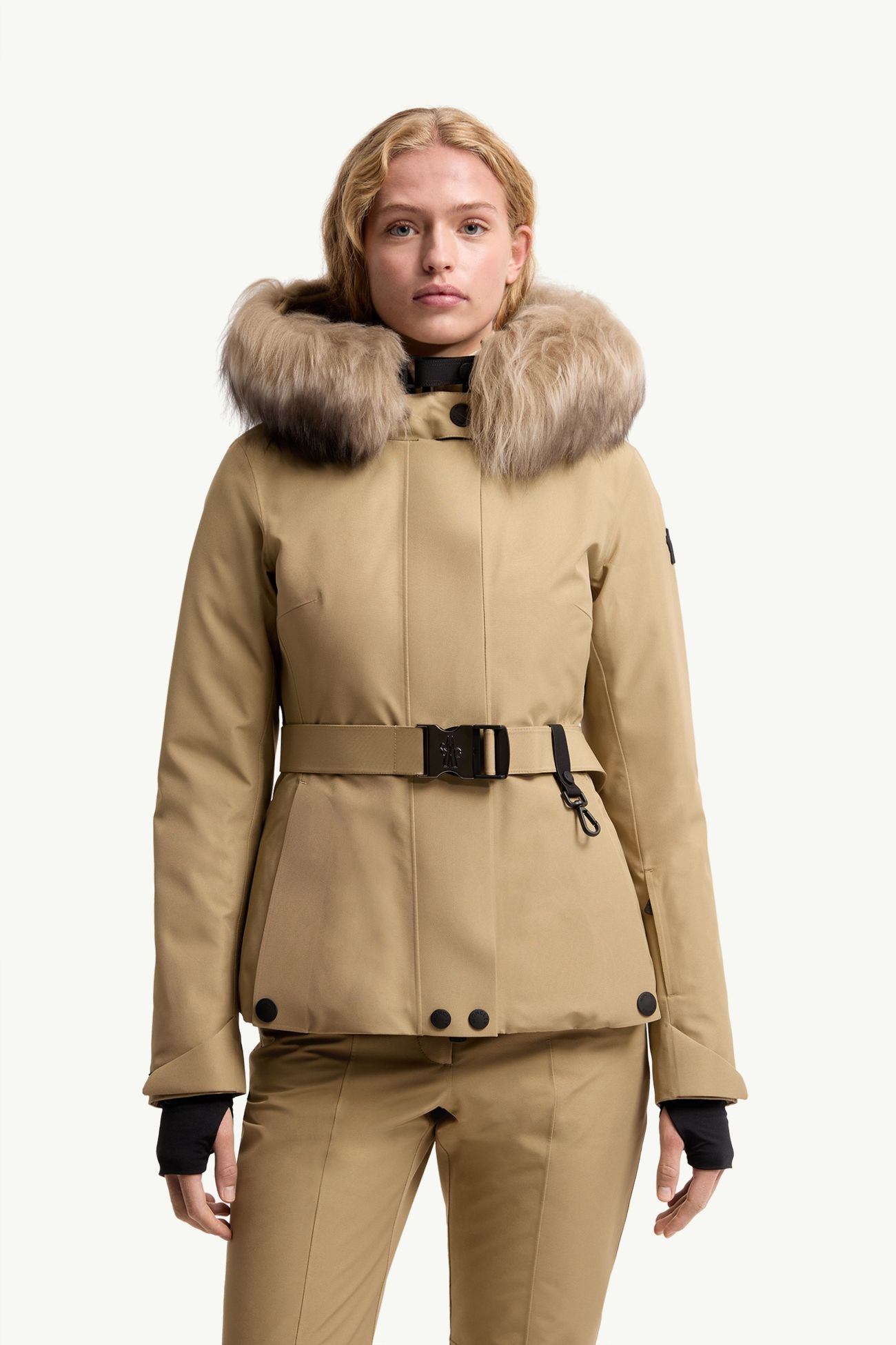 Giacca da sci Laplance in GORE-TEX® con cappuccio e orlo in shearling Donna Beige Moncler 3