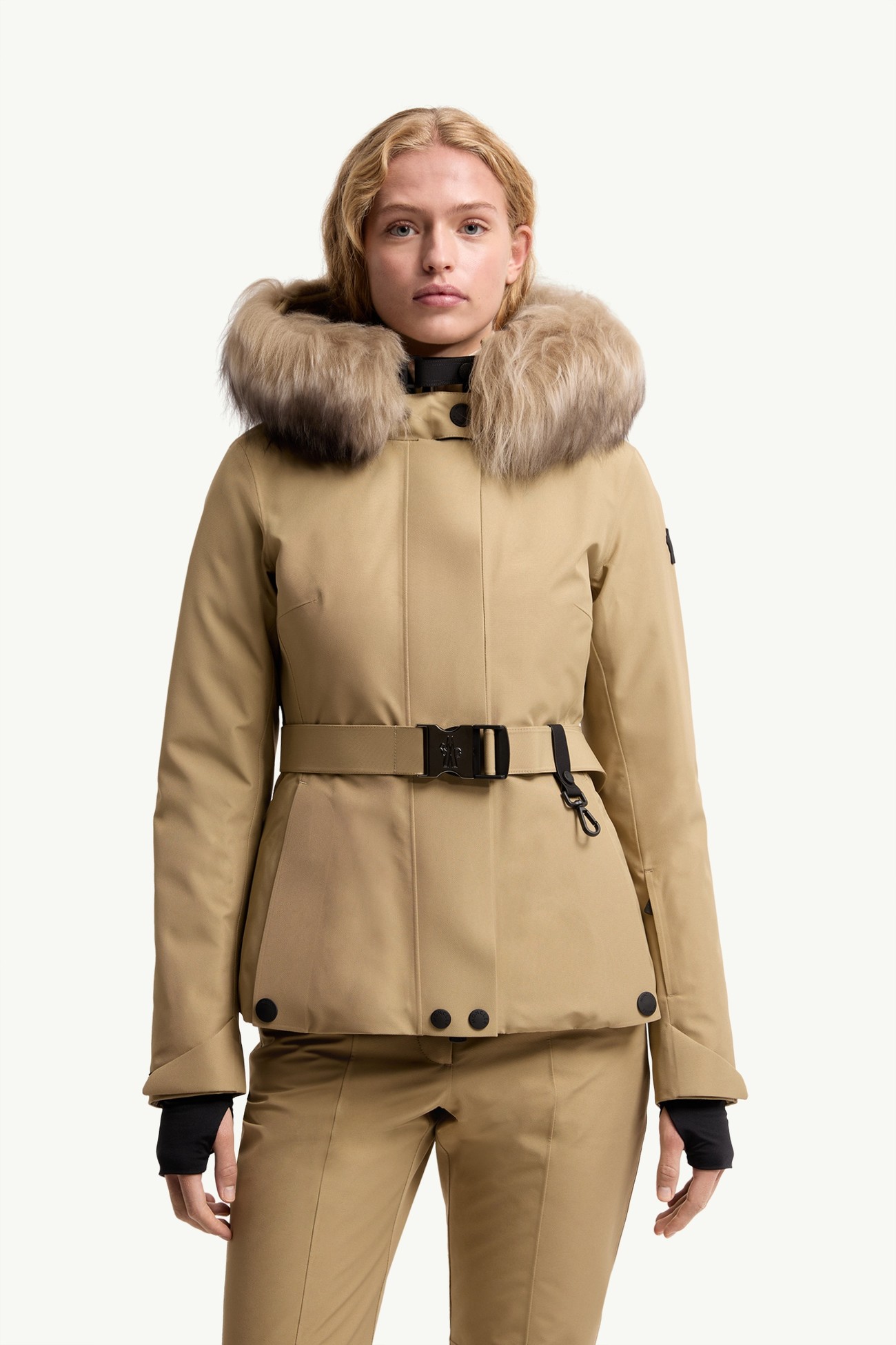 Giacca da sci Laplance in GORE-TEX® con cappuccio e orlo in shearling Donna Beige Moncler 3