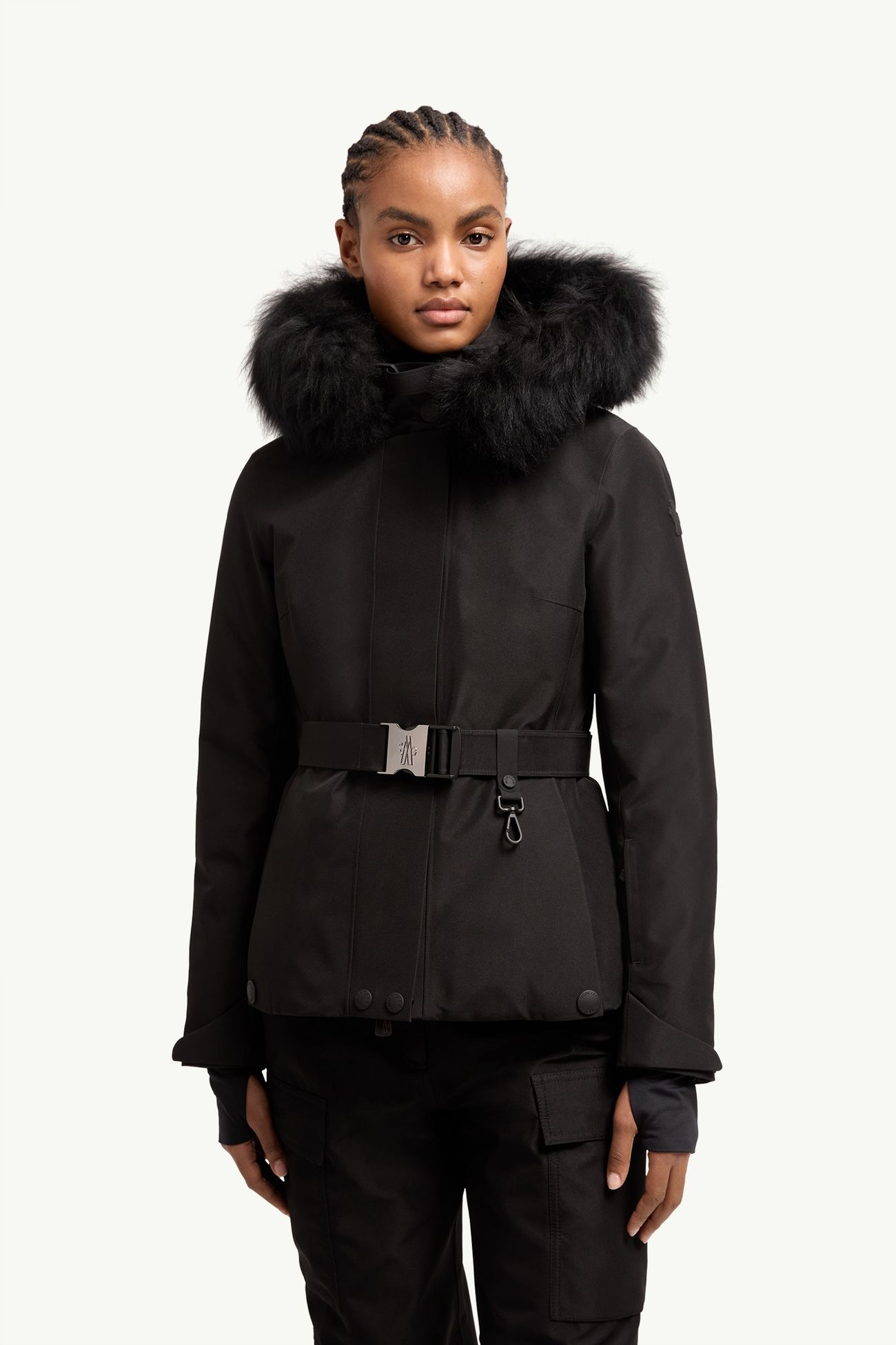 Laplance GORE-TEX® Shearling-Trimmed Hooded Insulated Ski Jacket Women Black Moncler 3