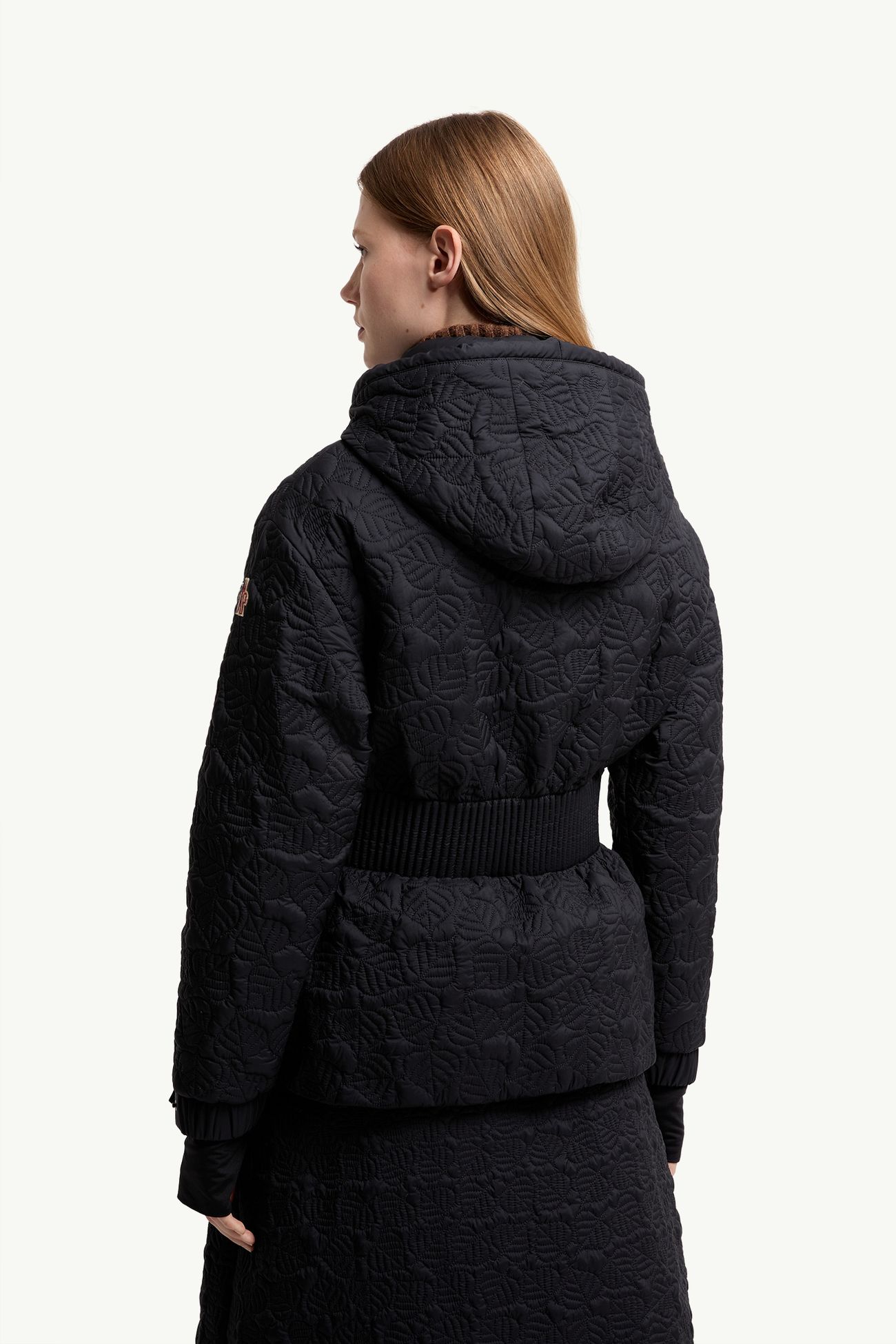 Piumino corto Etaules con cappuccio e ricamo con foglie Donna Blu Scuro Moncler 4