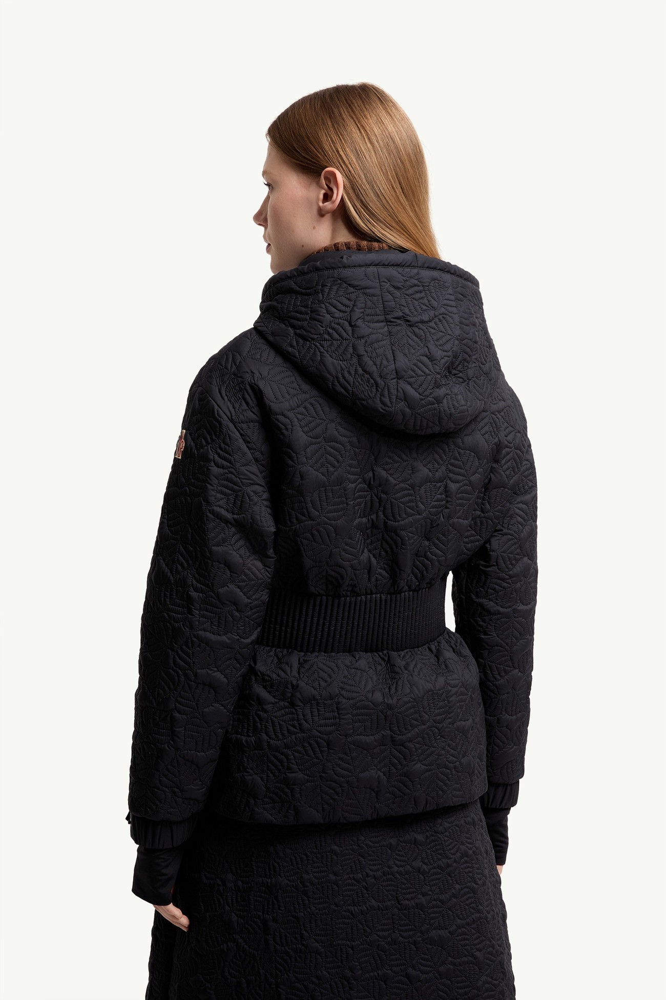 Piumino corto Etaules con cappuccio e ricamo con foglie Donna Blu Scuro Moncler 4