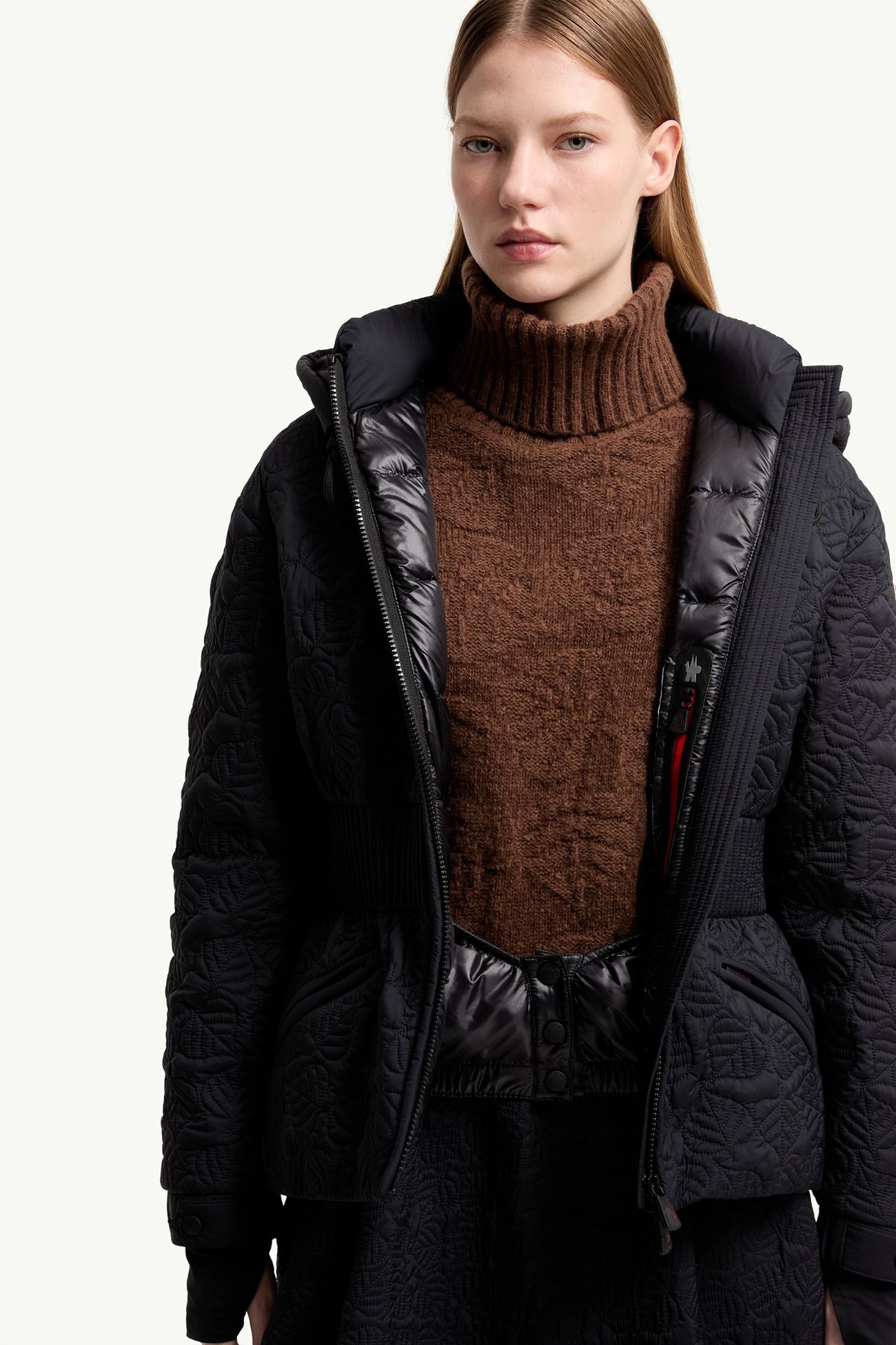 Piumino corto Etaules con cappuccio e ricamo con foglie Donna Blu Scuro Moncler 5