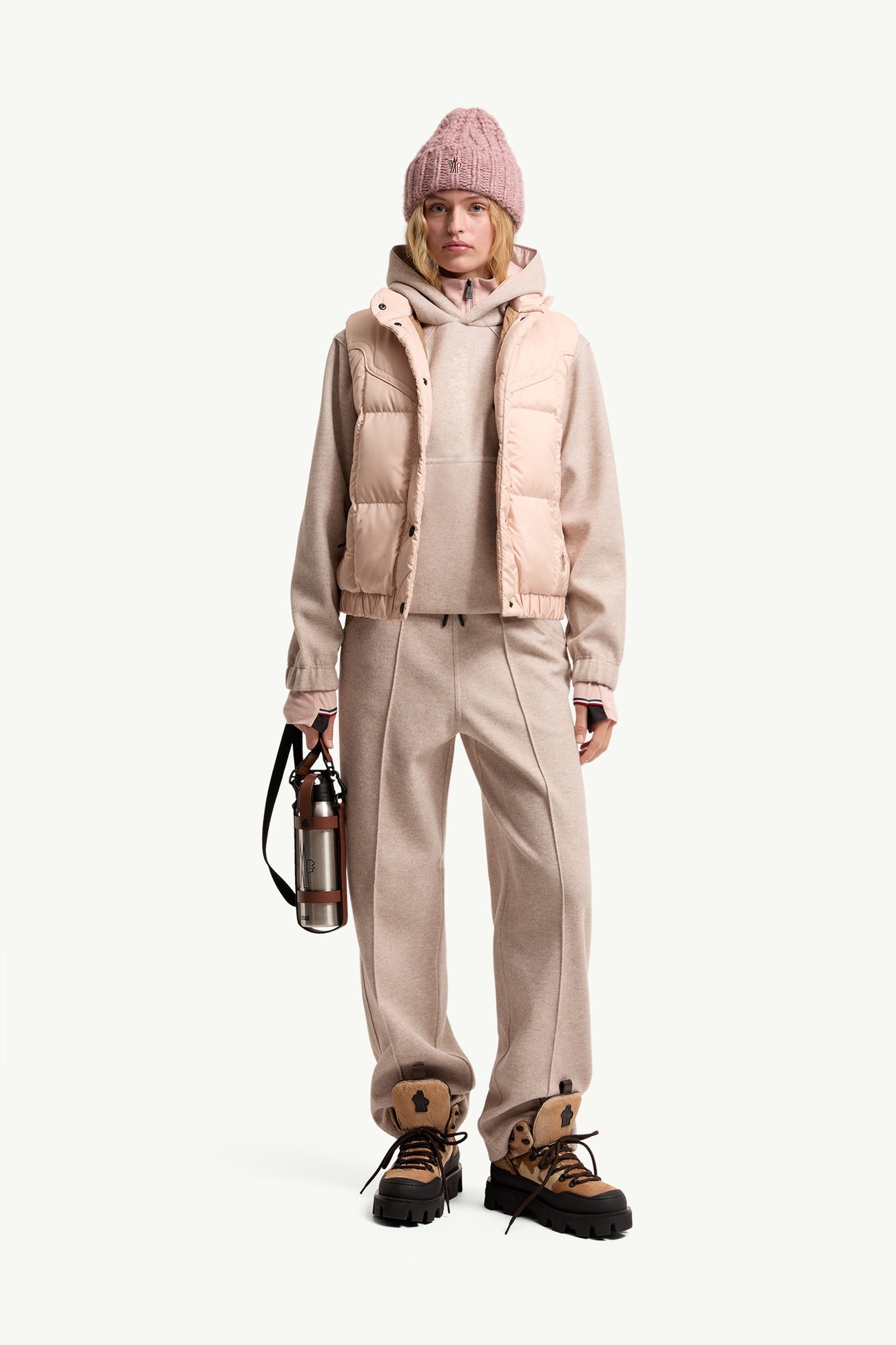 Chaleco plumífero Doucy acolchado de cuadros Mujer Rosado Moncler 0