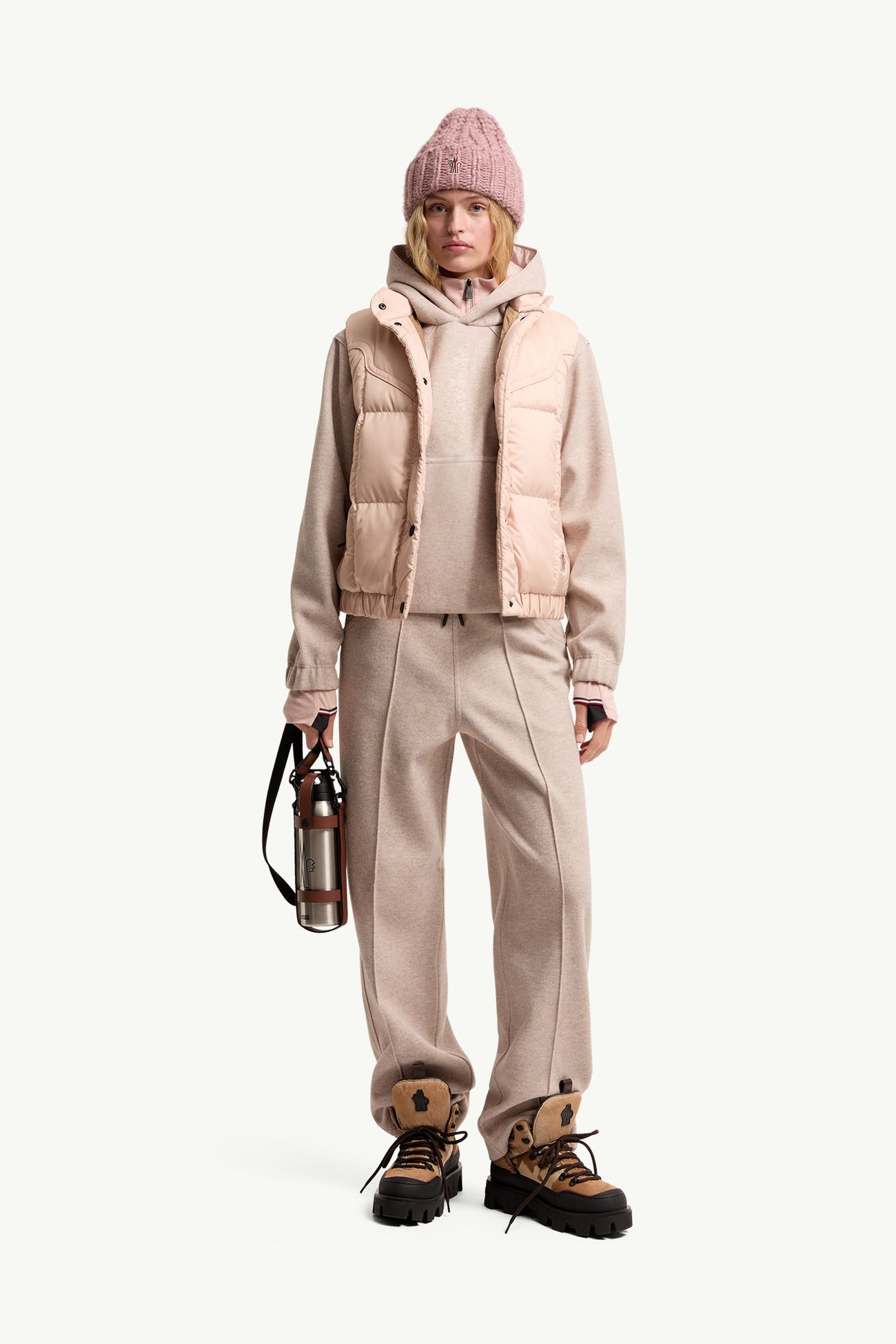 Gilet imbottito in piuma con trapuntatura a quadri Doucy Donna Rosa Moncler 0