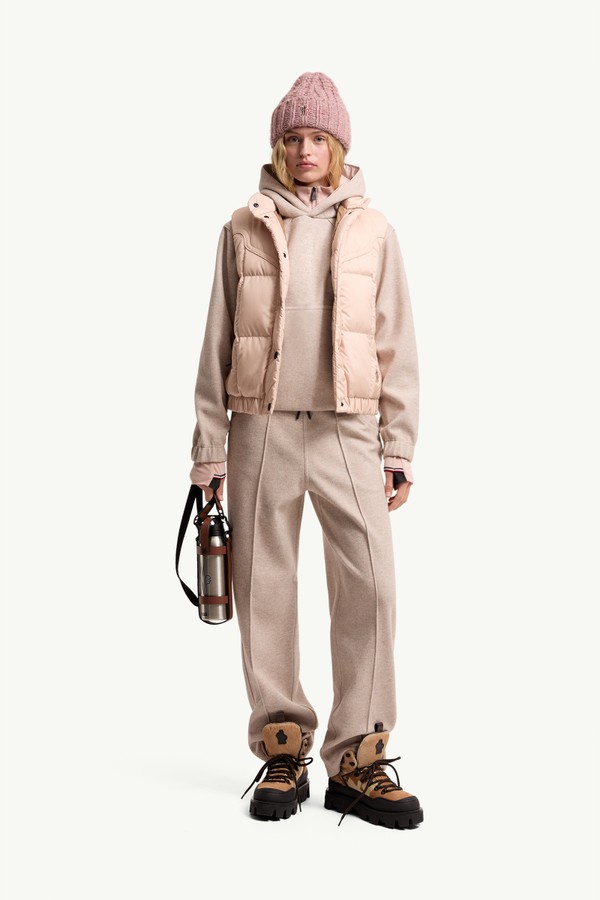 Gilet imbottito in piuma con trapuntatura a quadri Doucy Donna Rosa Moncler 0