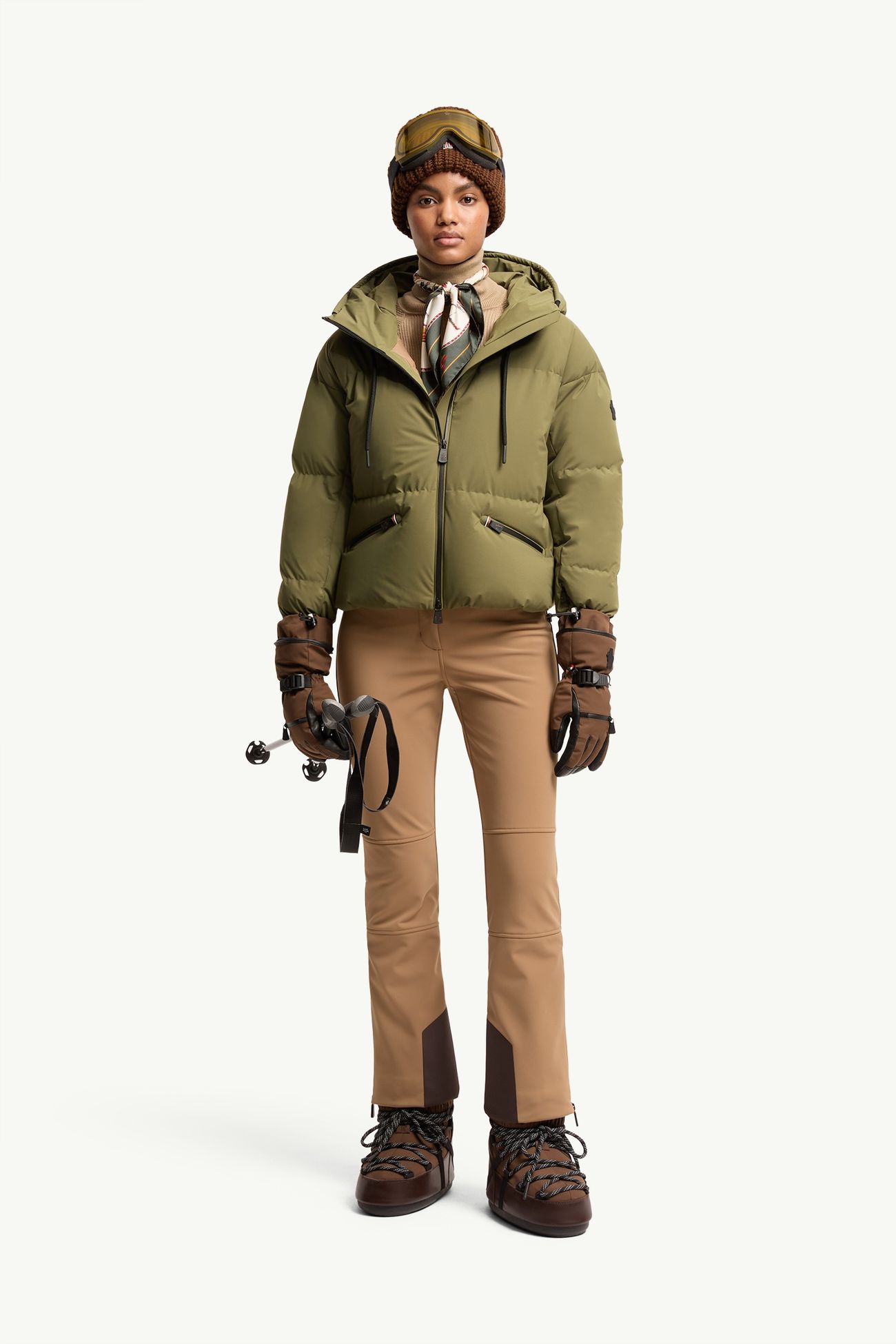 Giacca da sci isolante con cappuccio Allesaz Donna Verde Oliva Moncler 0