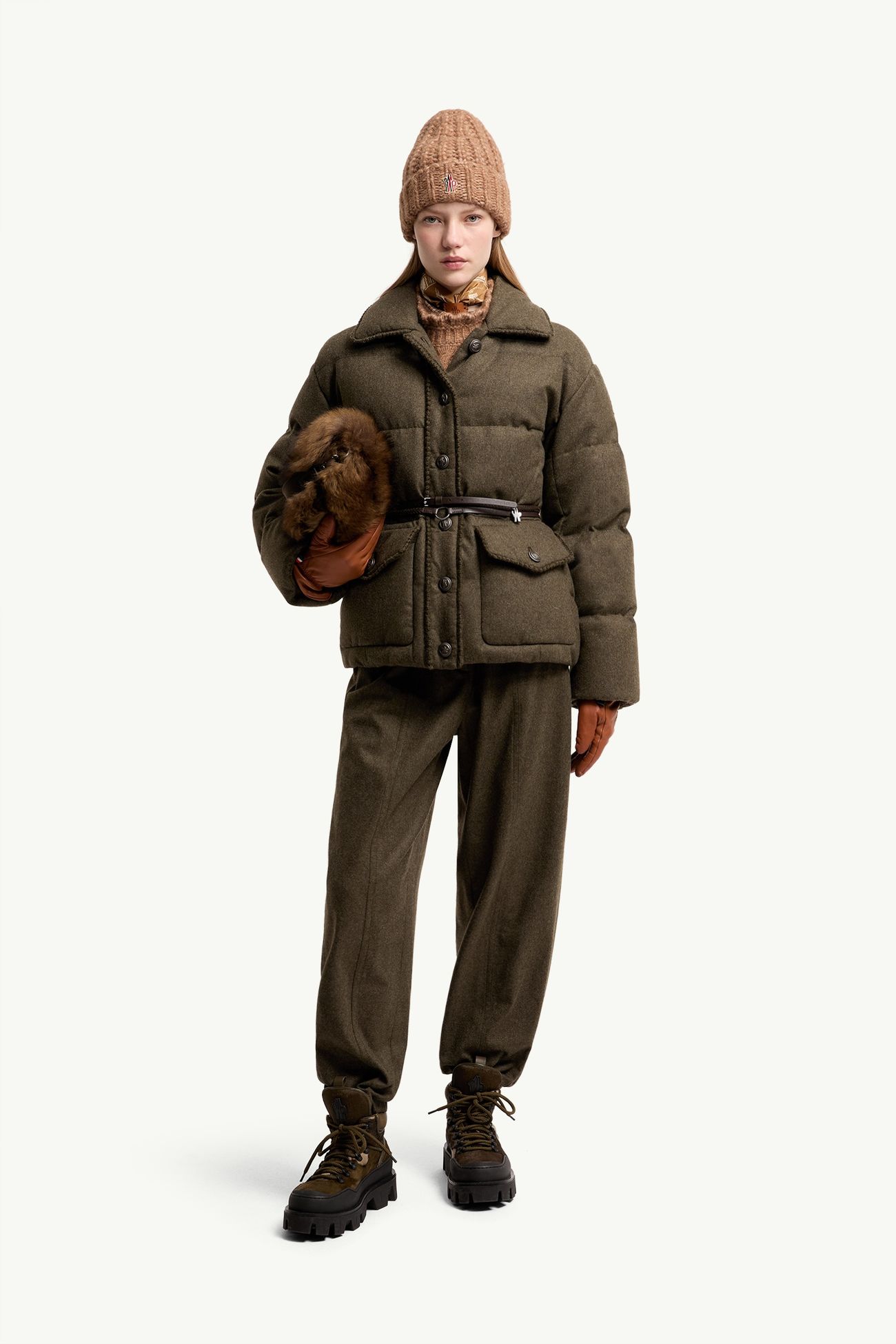 Monteain Loden Short Down Jacket Women Olive Green Moncler 0