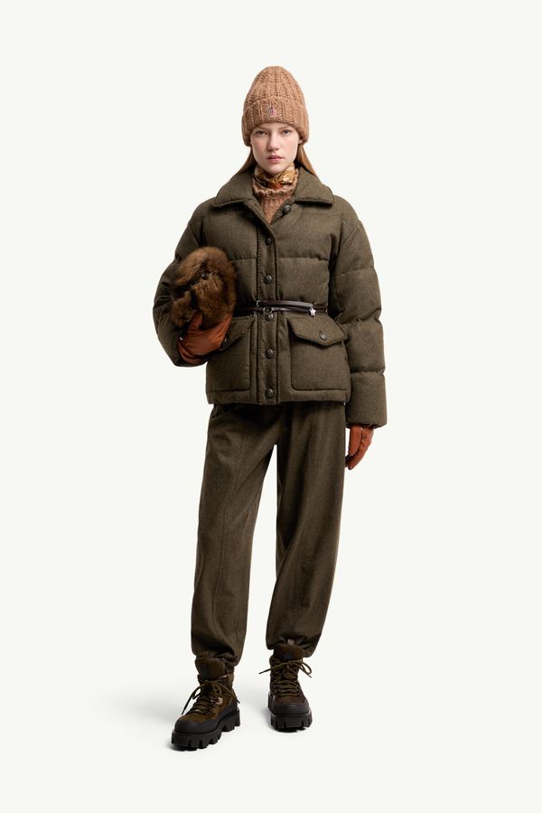 Plumífero corto Monteain Loden Mujer Verde Oliva Moncler 0