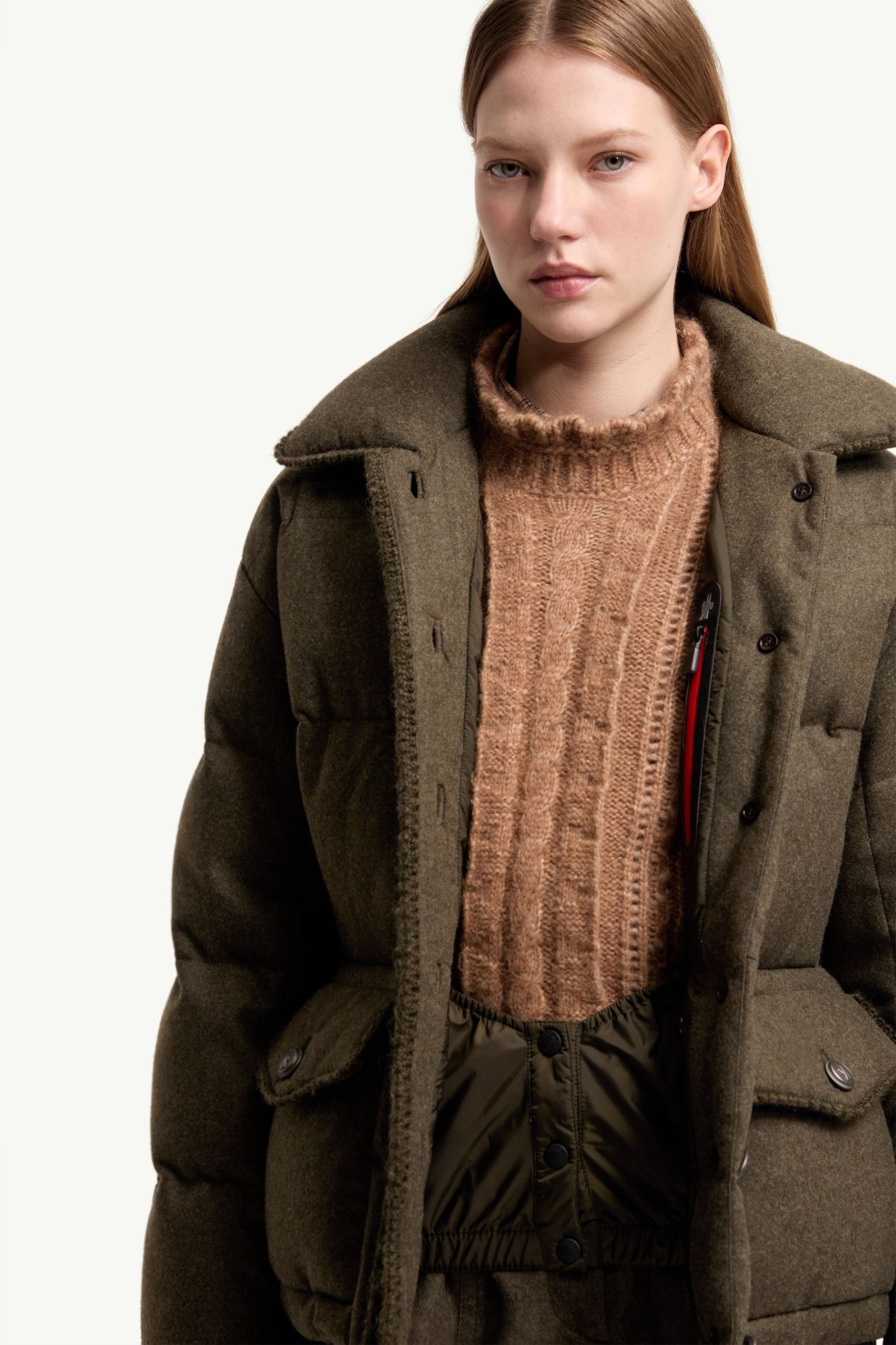Monteain Loden Short Down Jacket Women Olive Green Moncler 5