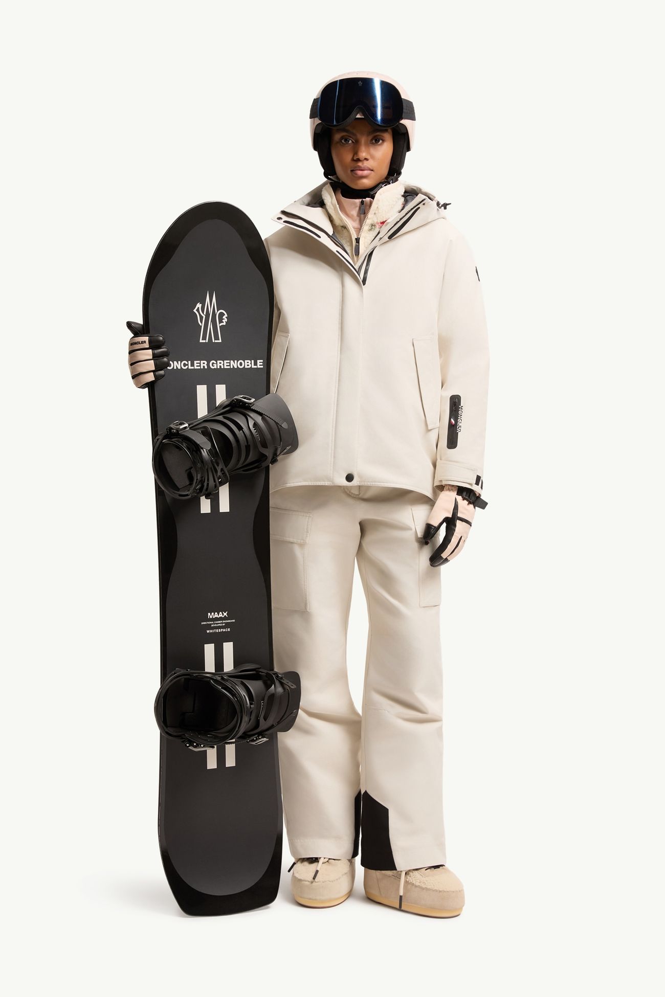 Veste de ski isolante à capuche Bwindis en GORE‑TEX® laminé Femmes Blanc Ivoire Moncler 0