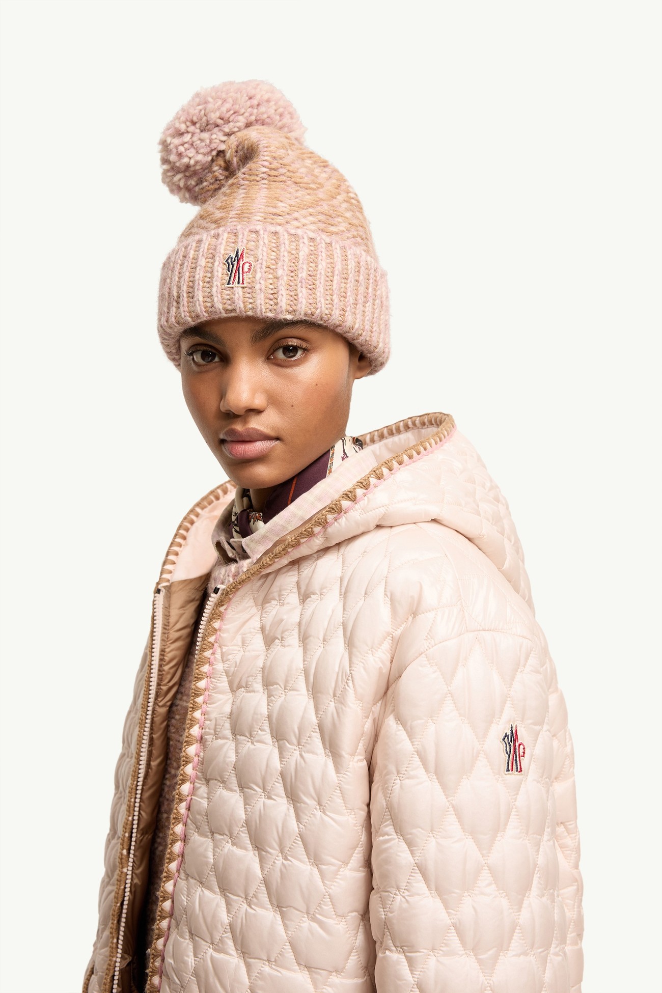 Valfassa Mountain Quilted Hooded Short Down Jacket Women Light Pink Moncler 1