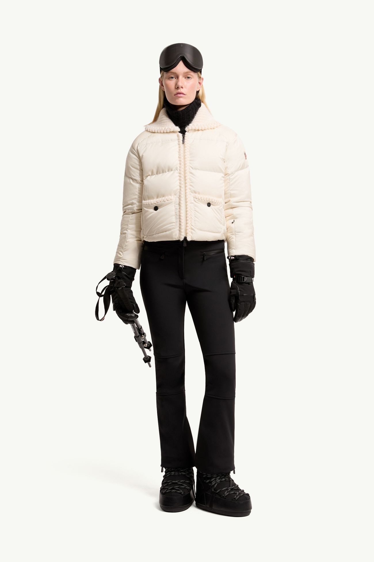 Veste de ski isolante Jolie à bordure en laine Femmes Blanc Moncler 0