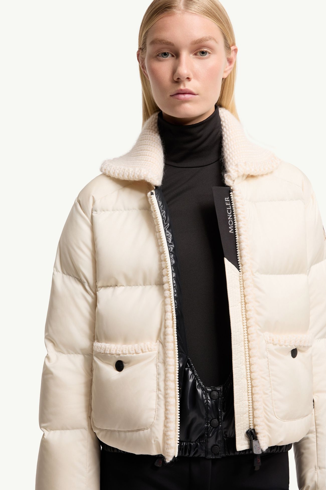 Veste de ski isolante Jolie à bordure en laine Femmes Blanc Moncler 6
