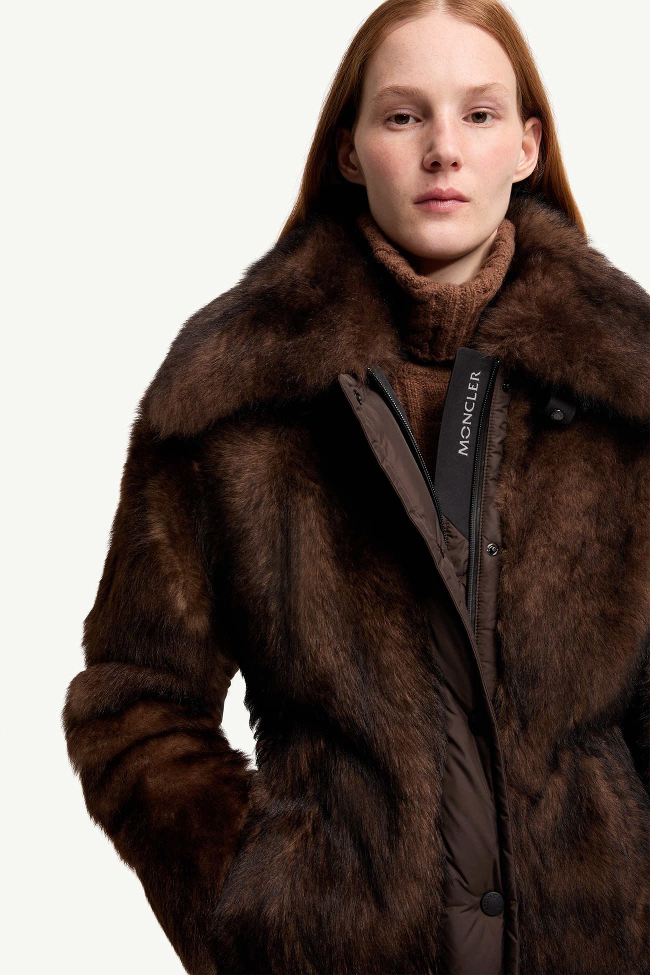 Valdivian Shearling Short Down Jacket Women Brown Moncler 6