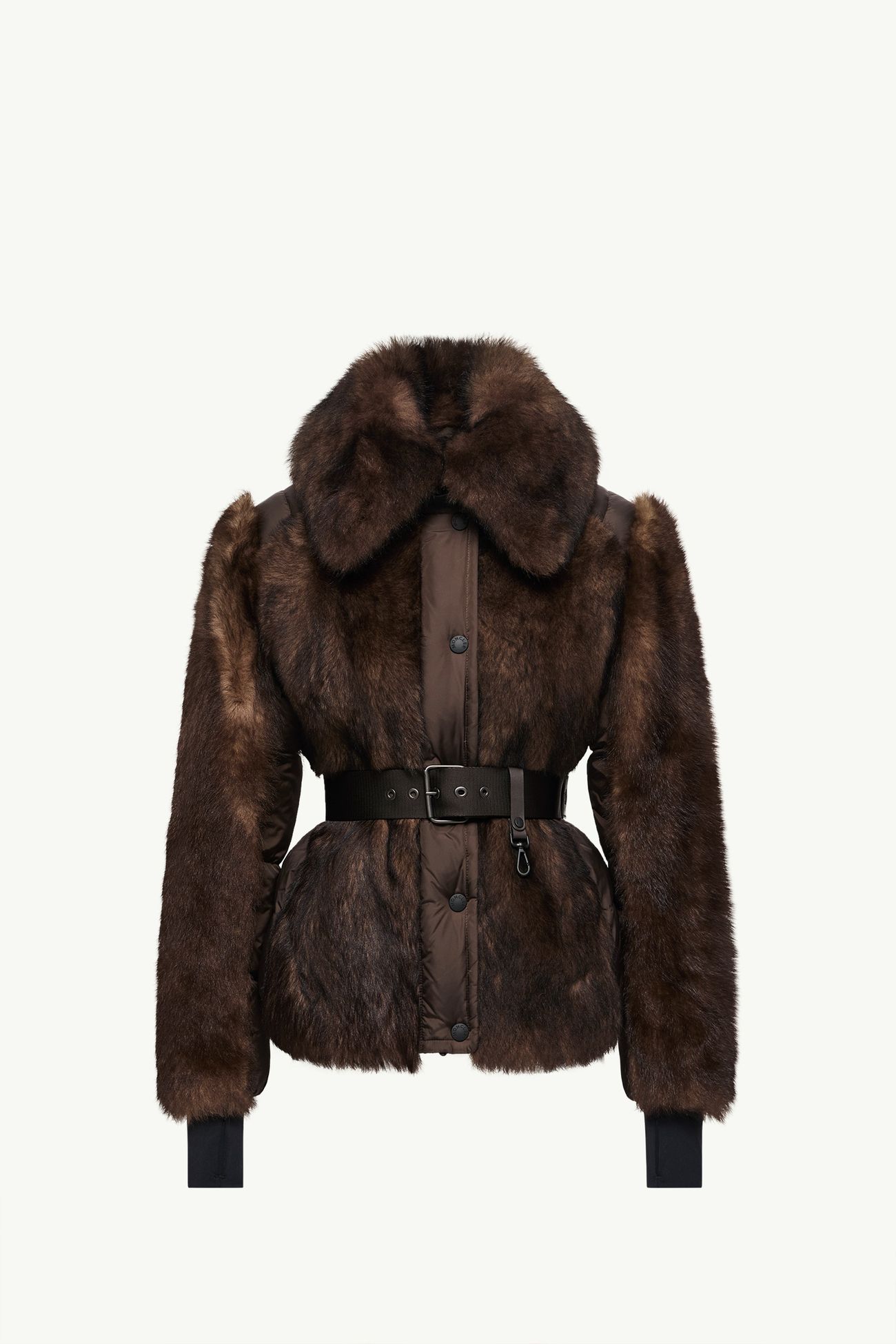 Piumino corto Valdivian in shearling Donna Marrone Moncler 2