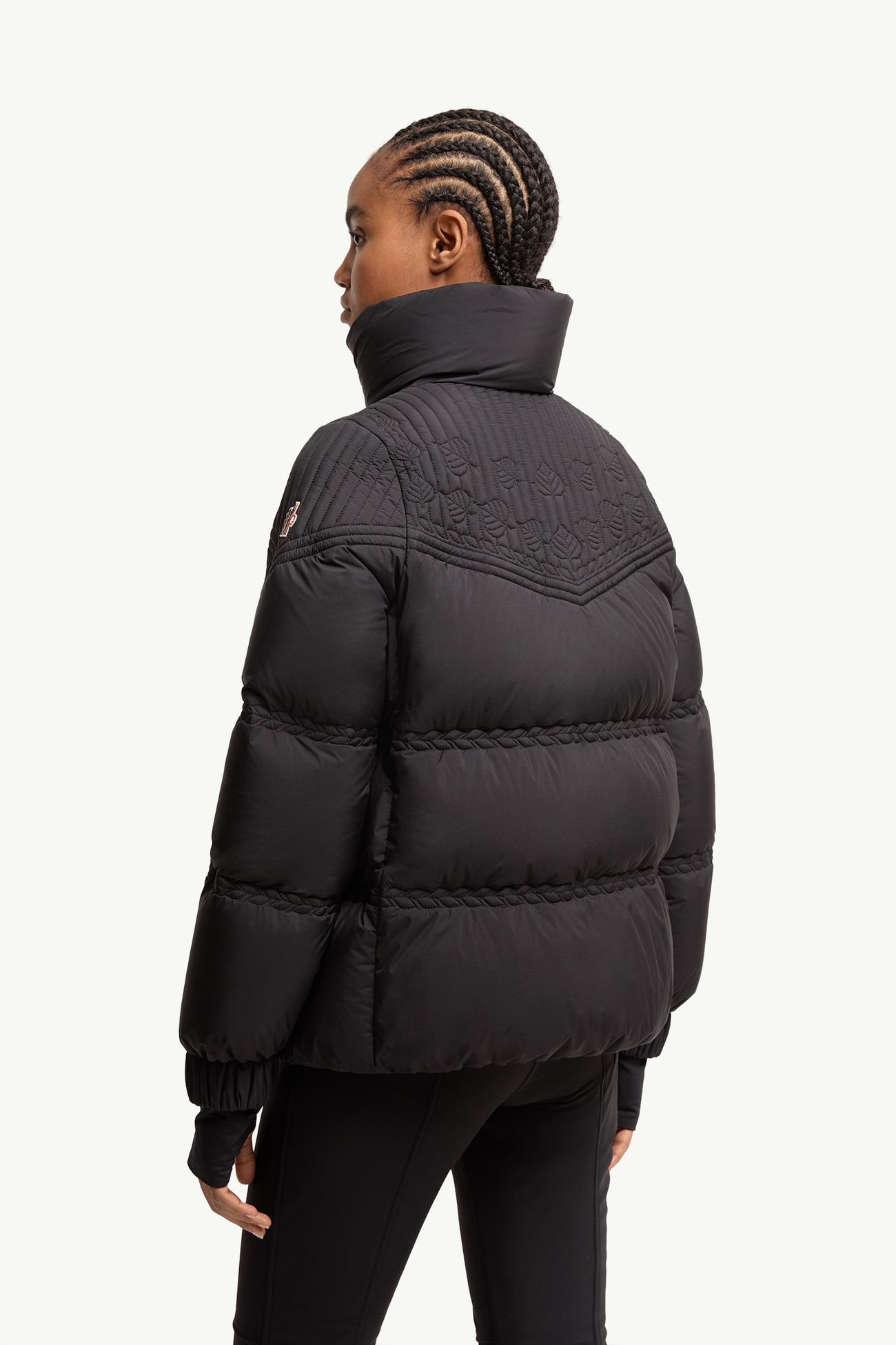 Giacca da Sci Isolante con Cappuccio e Ricamo con Foglie Anglins Donna Nero Moncler 4