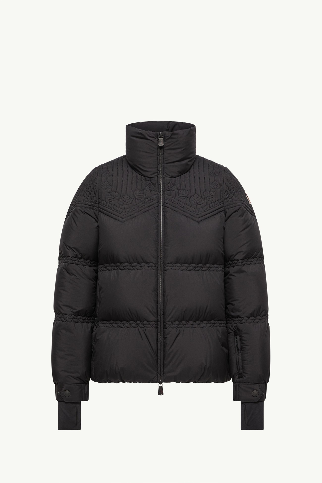 Anglins isolierte Skijacke mit Kapuze und Blattstickerei Damen Schwarz Moncler 2