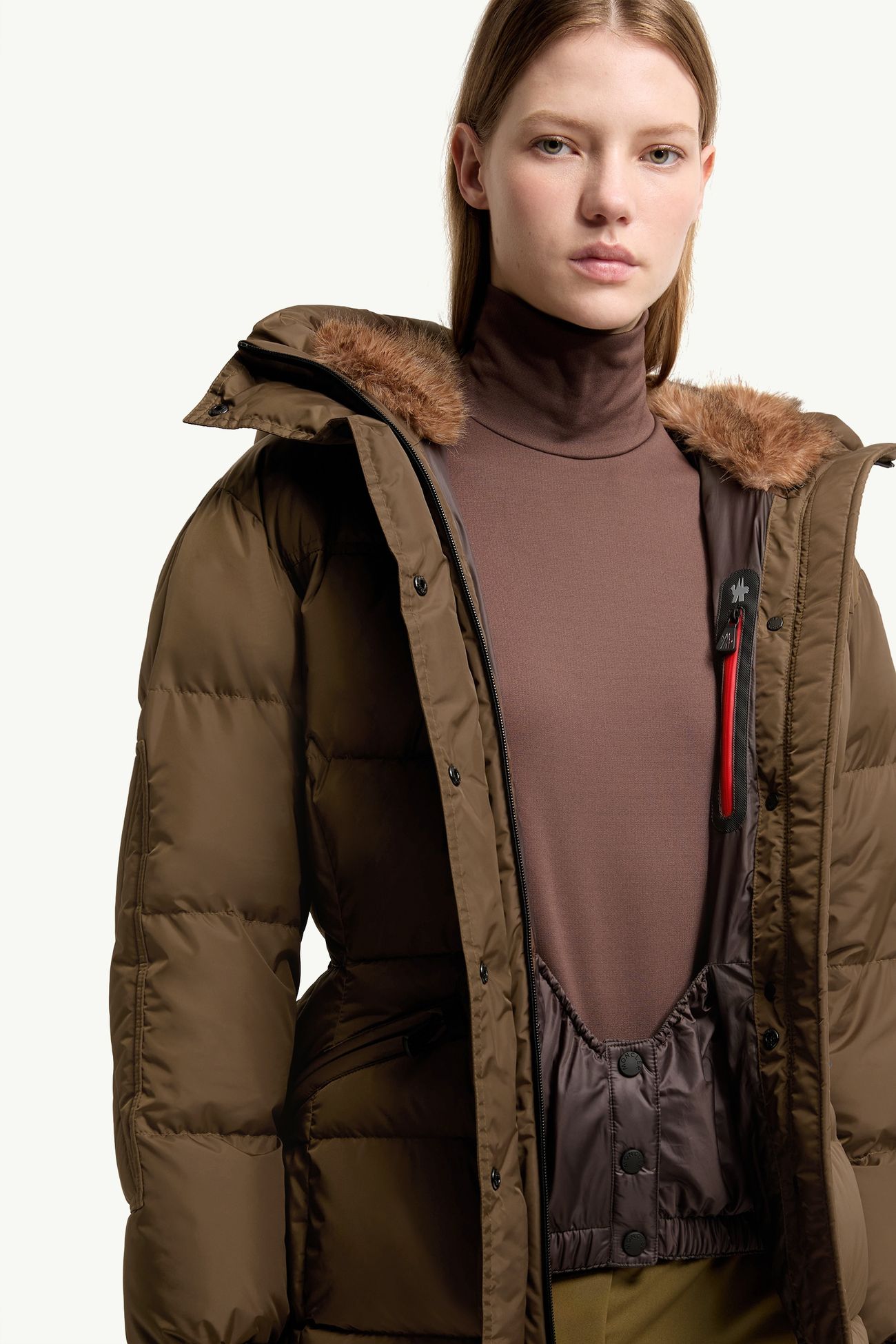 Salastrains 단열 후드 스키 재킷 여성 브라운 Moncler 6