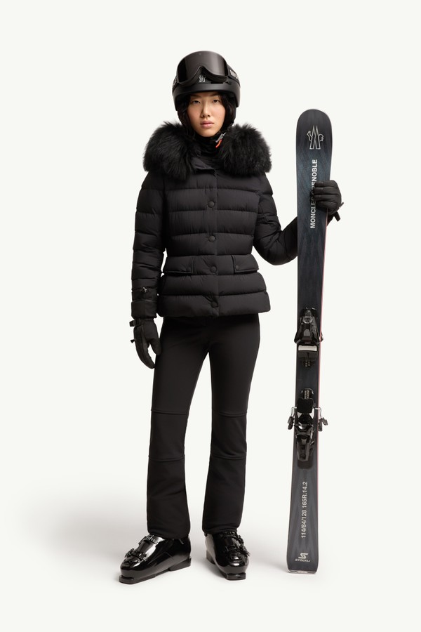 Armoniques連帽羔羊毛飾邊滑雪羽絨外套 女士 黑色 Moncler 0