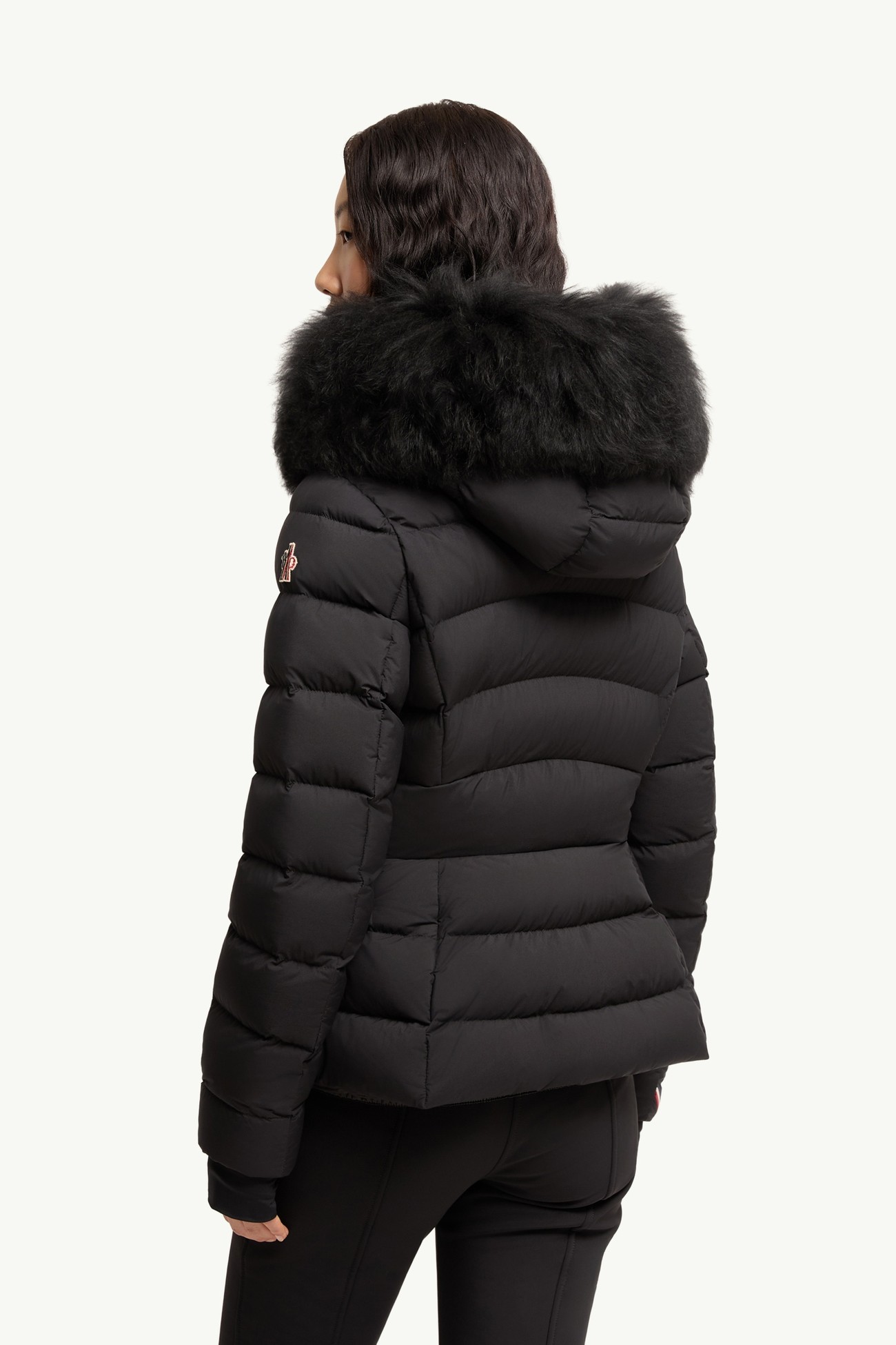 Armoniques Hooded Shearling-Trimmed Down Ski Jacket Women Black Moncler 4