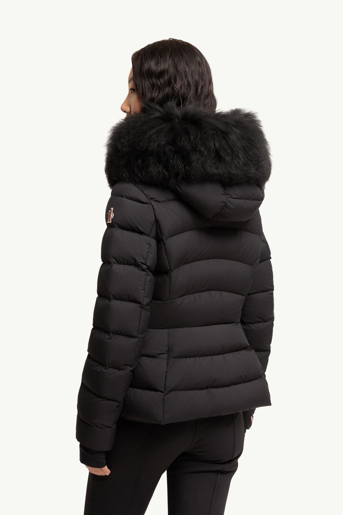 Doudoune de ski à capuche bordée de shearling Armoniques Femmes Noir Moncler 4