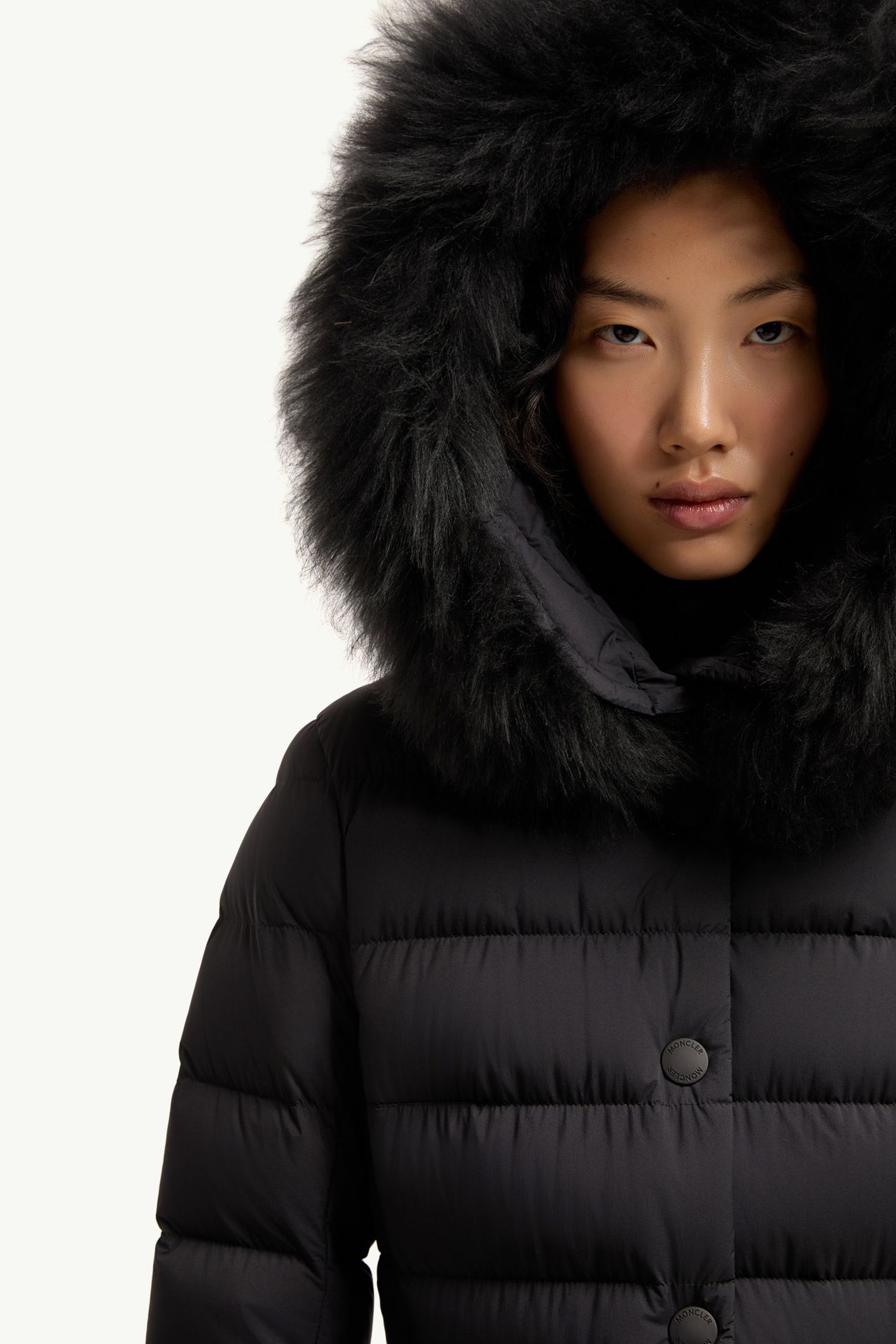 Doudoune de ski à capuche bordée de shearling Armoniques Femmes Noir Moncler 6