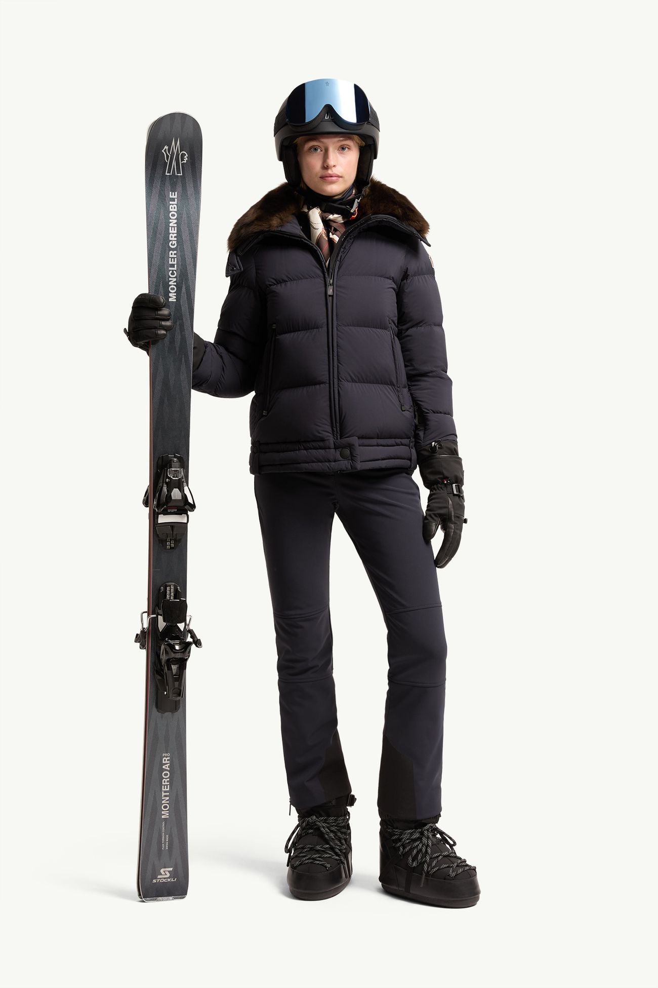 Arabbas Daunen-Skijacke mit Shearling-Besatz Damen Navyblau Moncler 0
