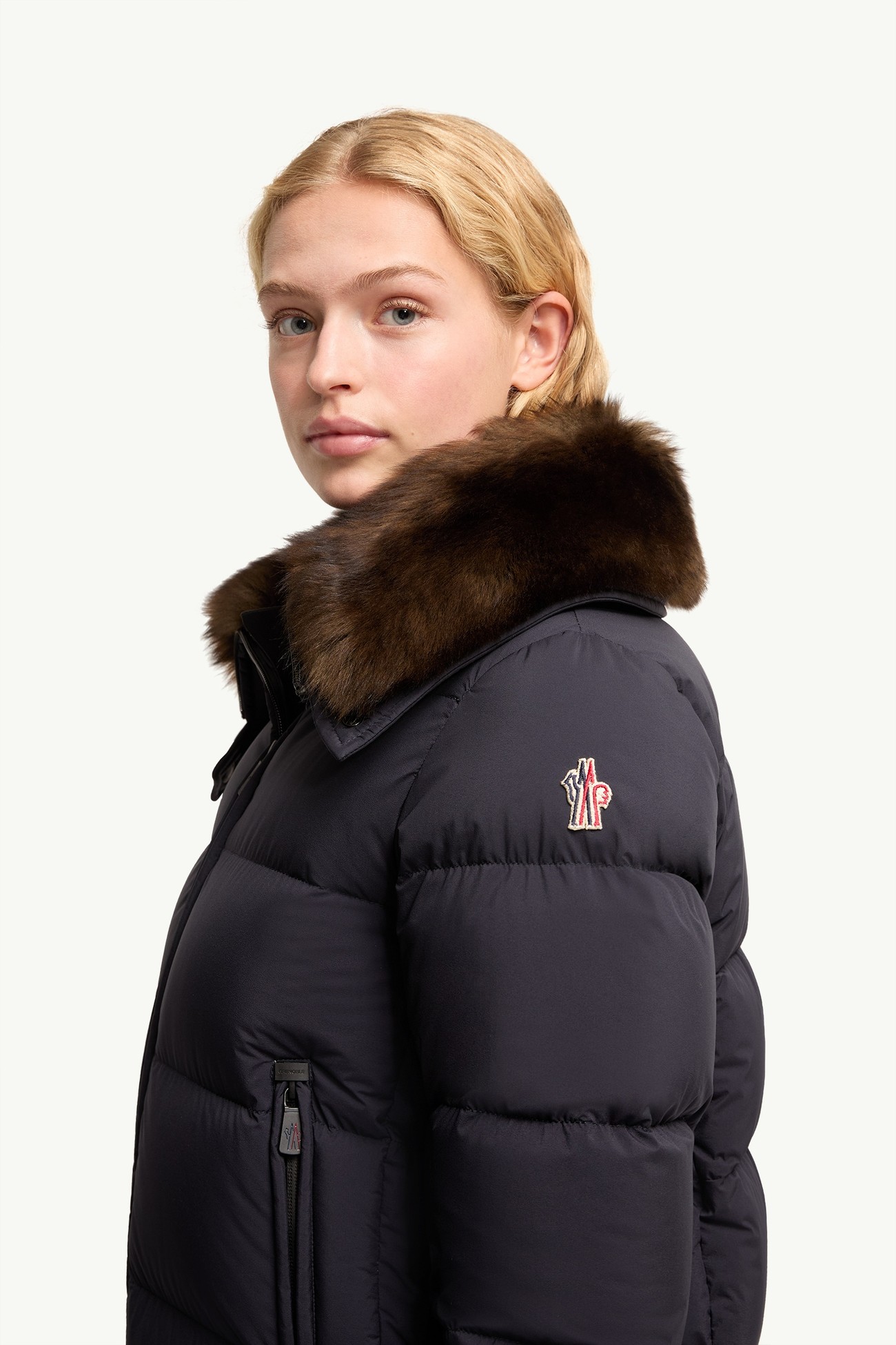 Arabbas羔羊毛飾邊滑雪羽絨外套 女士 海軍藍色 Moncler 1