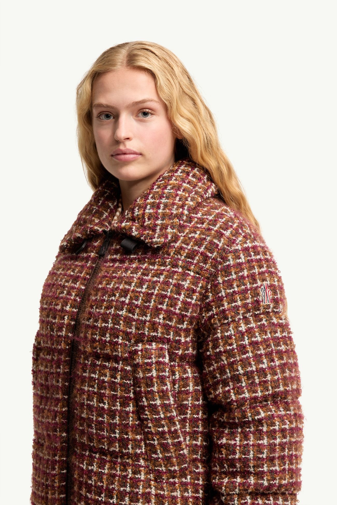 Piumino corto Sandane in tweed Donna Marrone Moncler 1