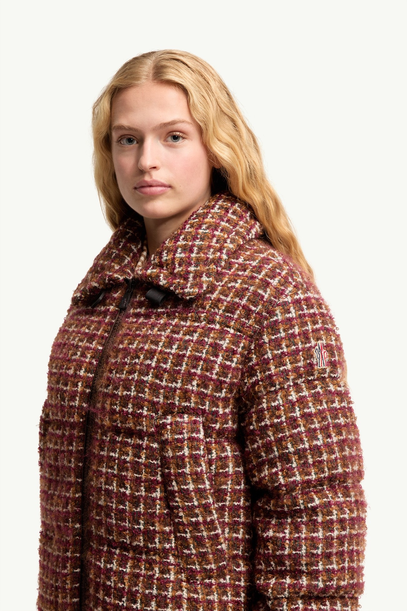 Sandane Tweed Short Down Jacket Women Brown Moncler 1