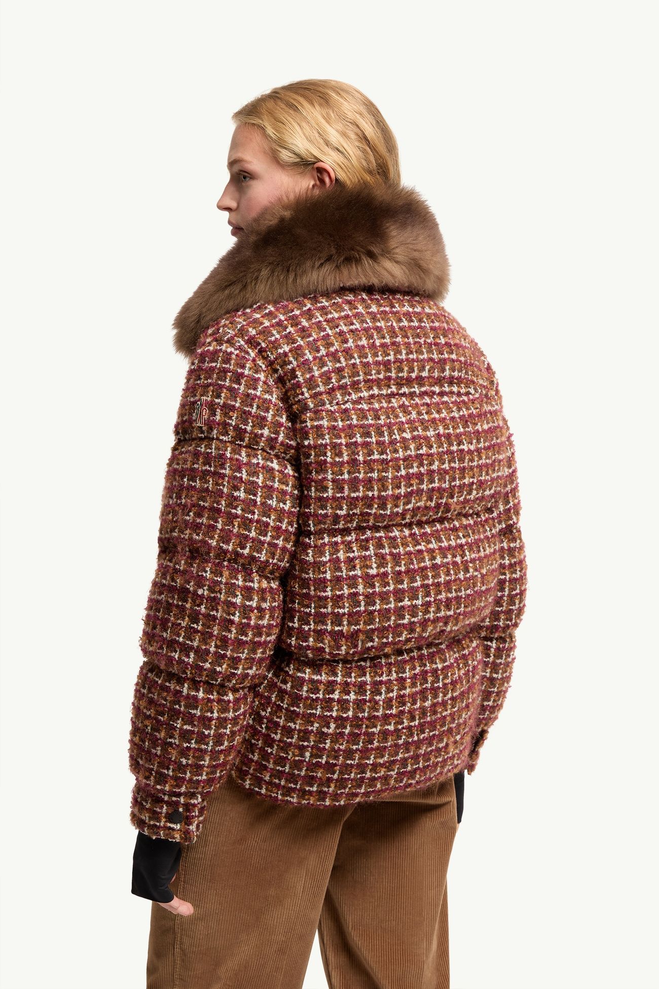 Piumino corto Sandane in tweed Donna Marrone Moncler 4