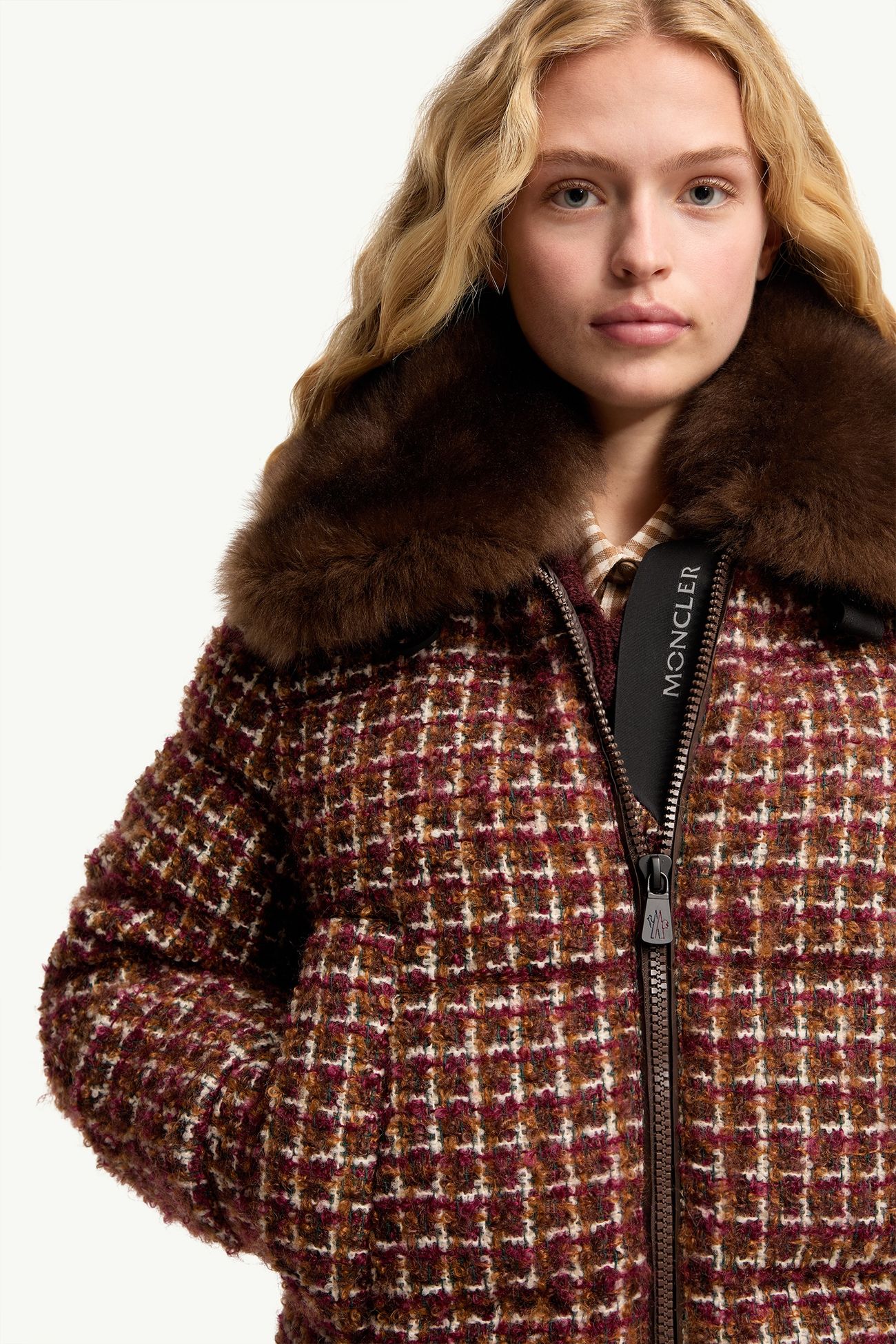 Doudoune courte en tweed Sandane Femmes Marron Moncler 6