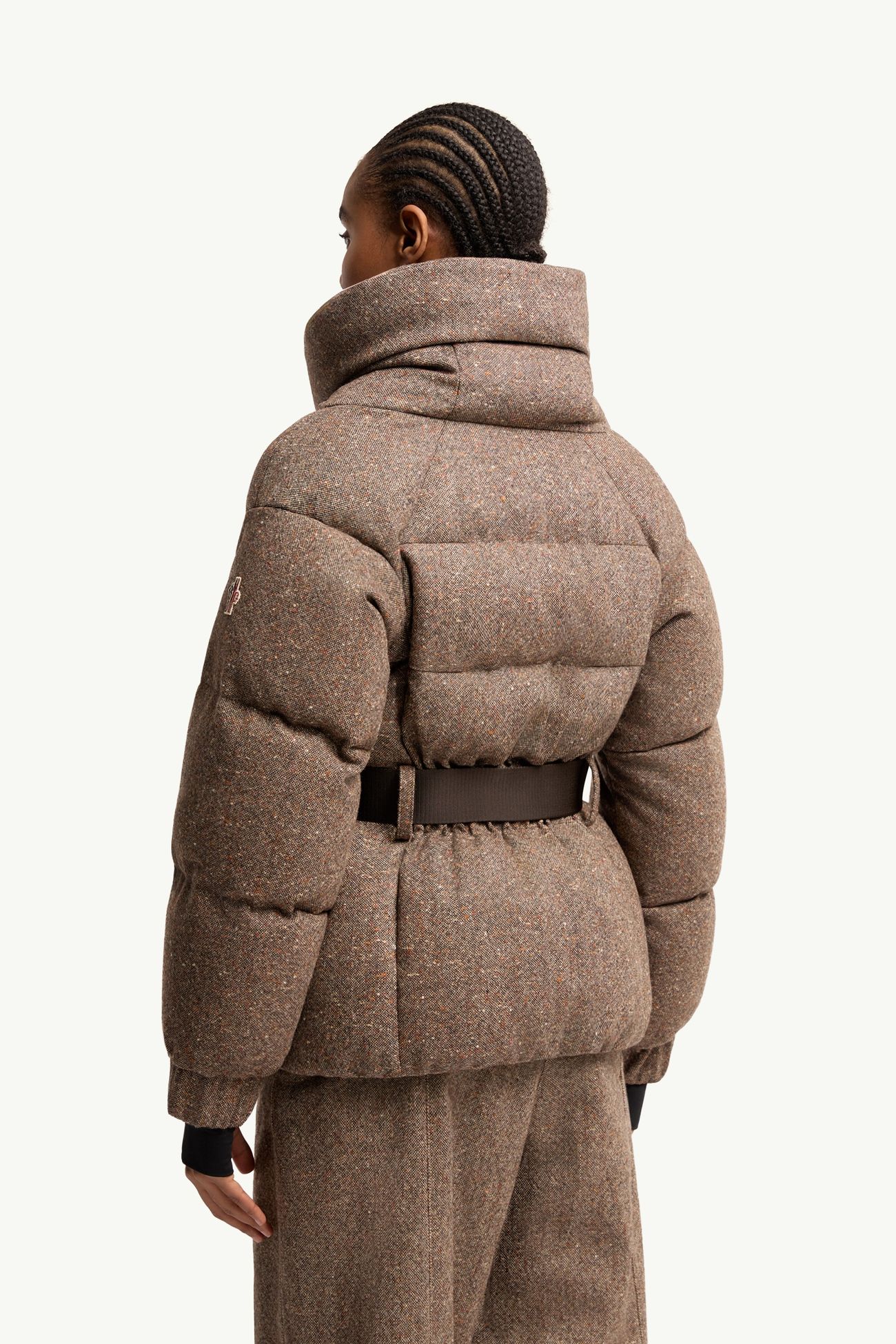 Piumino con Cintura Profilata in Shearling Gelise Donna Marrone Moncler 4