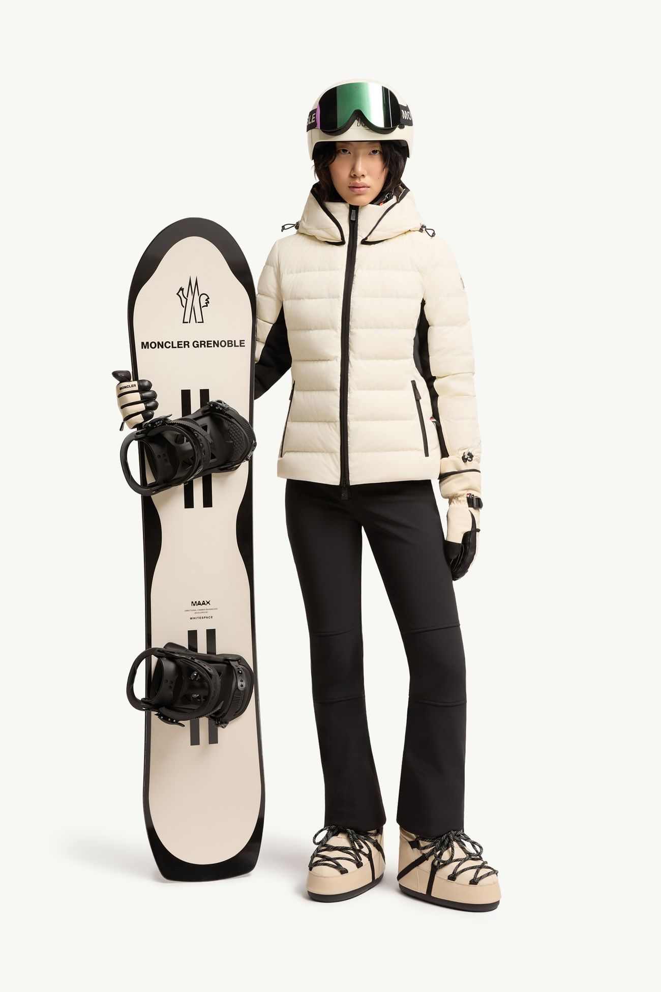 Lamouras Hooded Down Ski Jacket Women White Ivory Moncler 0