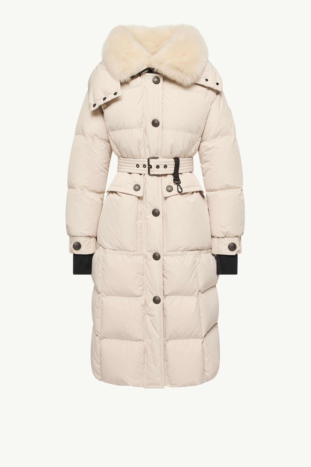 Plumífero largo con ribetes de lana de oveja joven Gelisette Mujer Beige Claro Moncler 2