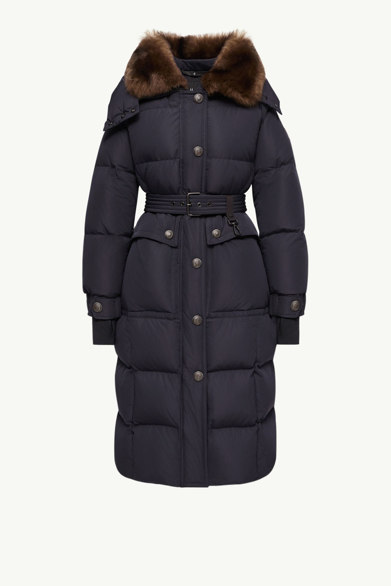 Gelisette lange Daunenjacke mit Shearling-Besatz Damen Dunkelblau Moncler 2