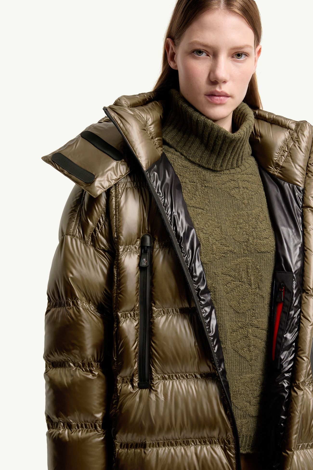 Rochelairs女士连帽长款羽绒夹克外套 女士 橄榄绿 Moncler 6