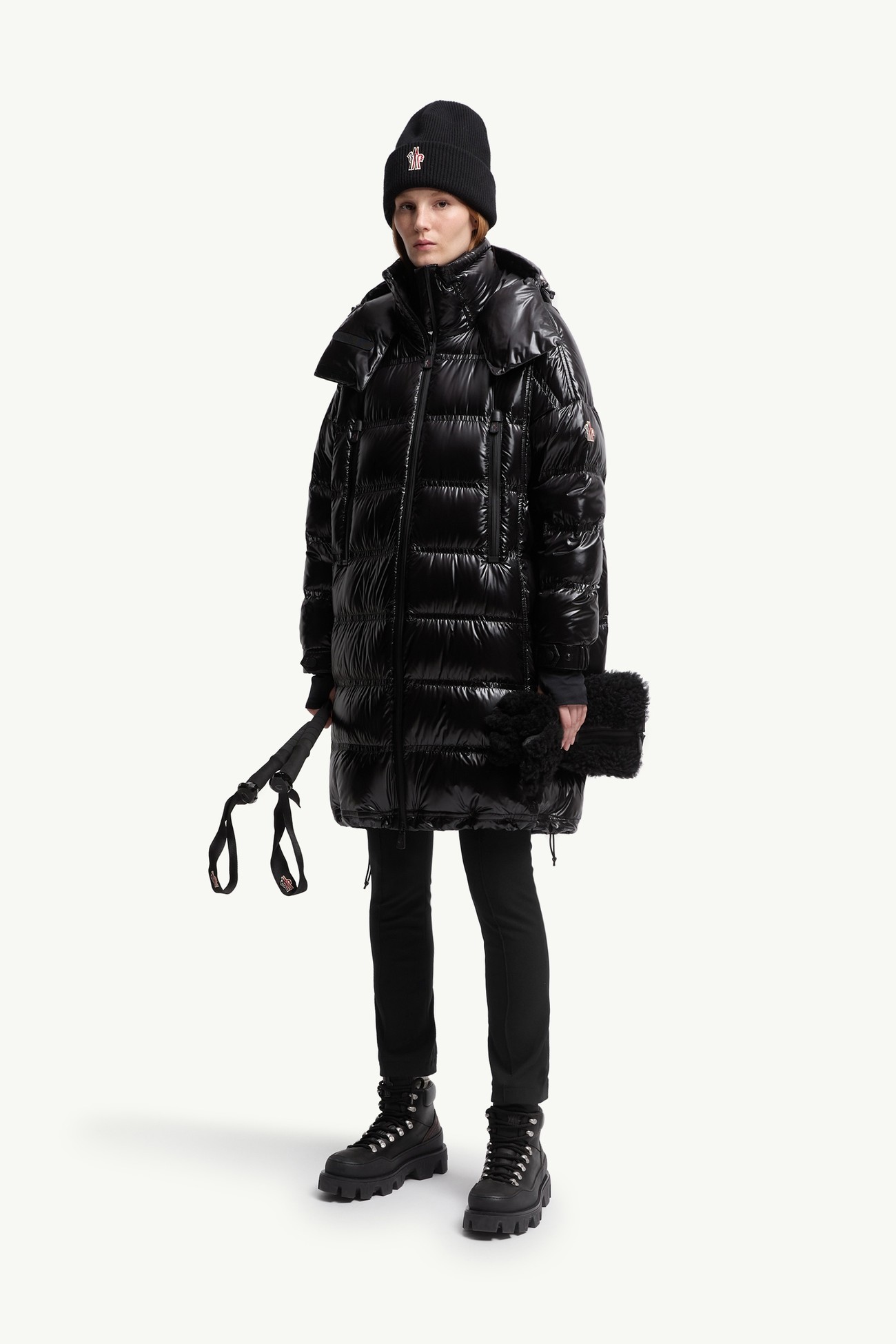 Piumino lungo Rochelairs con cappuccio Donna Nero Moncler 0
