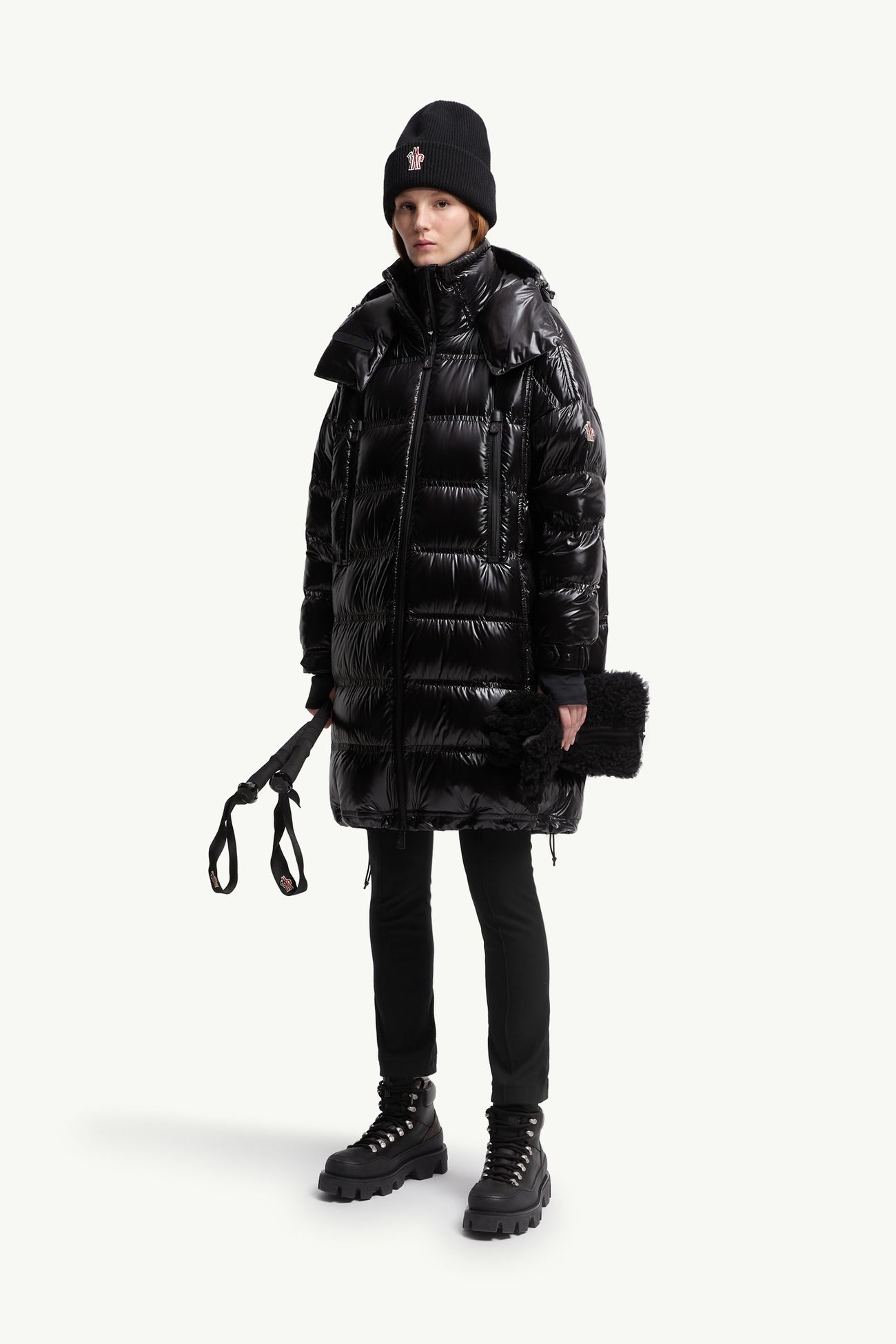 Rochelairs Hooded Long Down Jacket Women Black Moncler 0