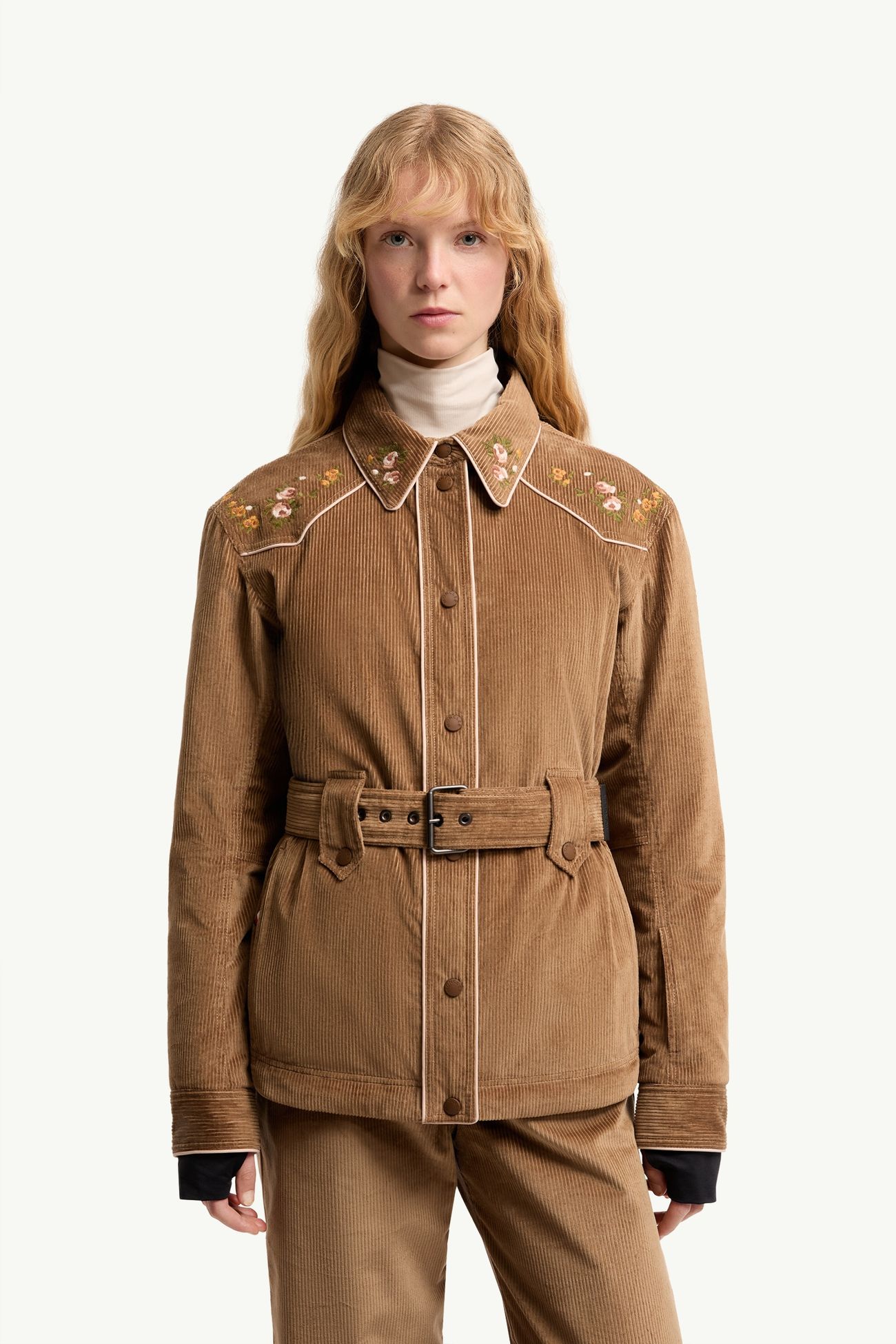 Olonne女士保暖衬衫式夹克外套 女士 驼米色 Moncler 3